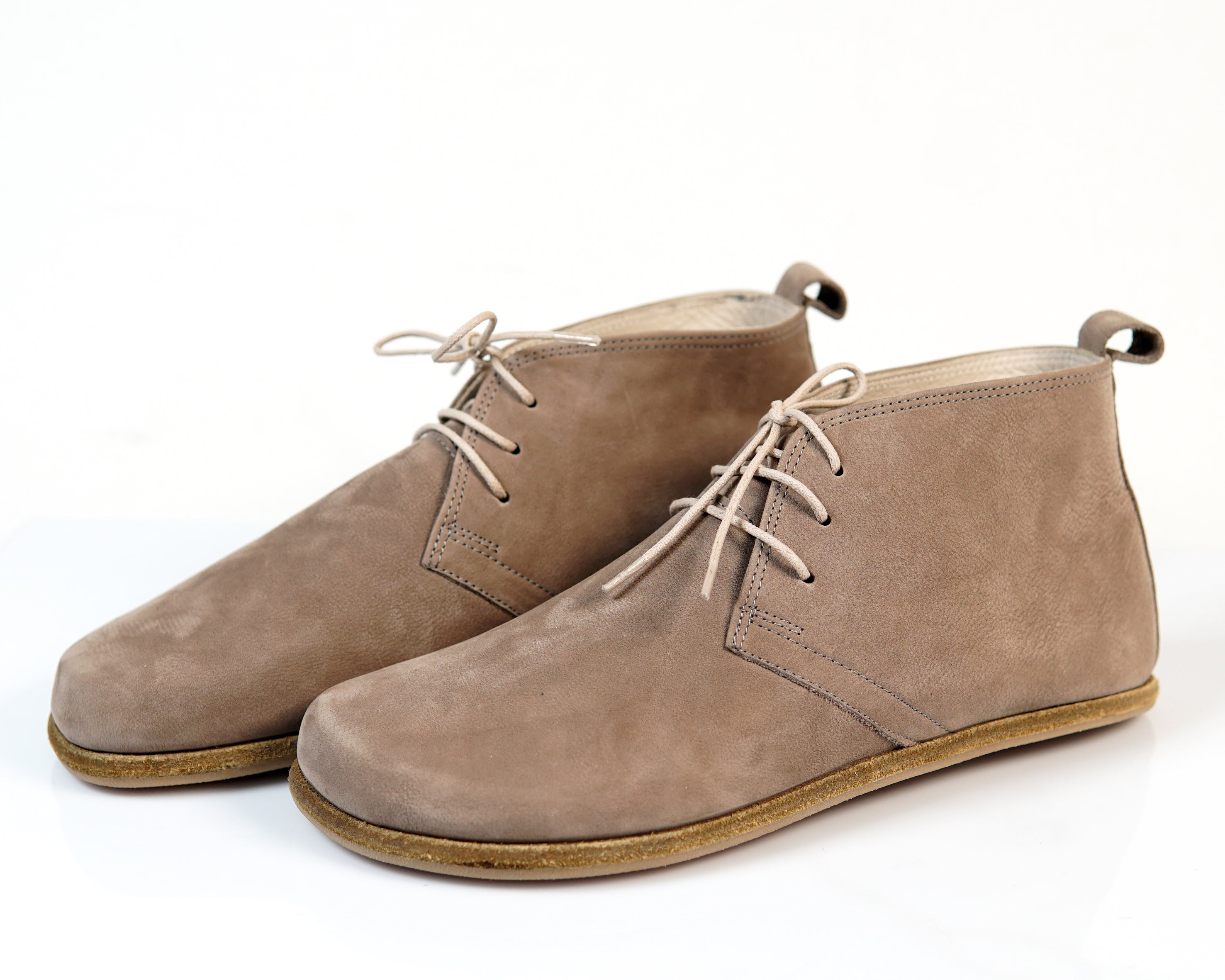 Smoked Ankle Boots Wide Barefoot Nubuck Leather Handmade Shoes