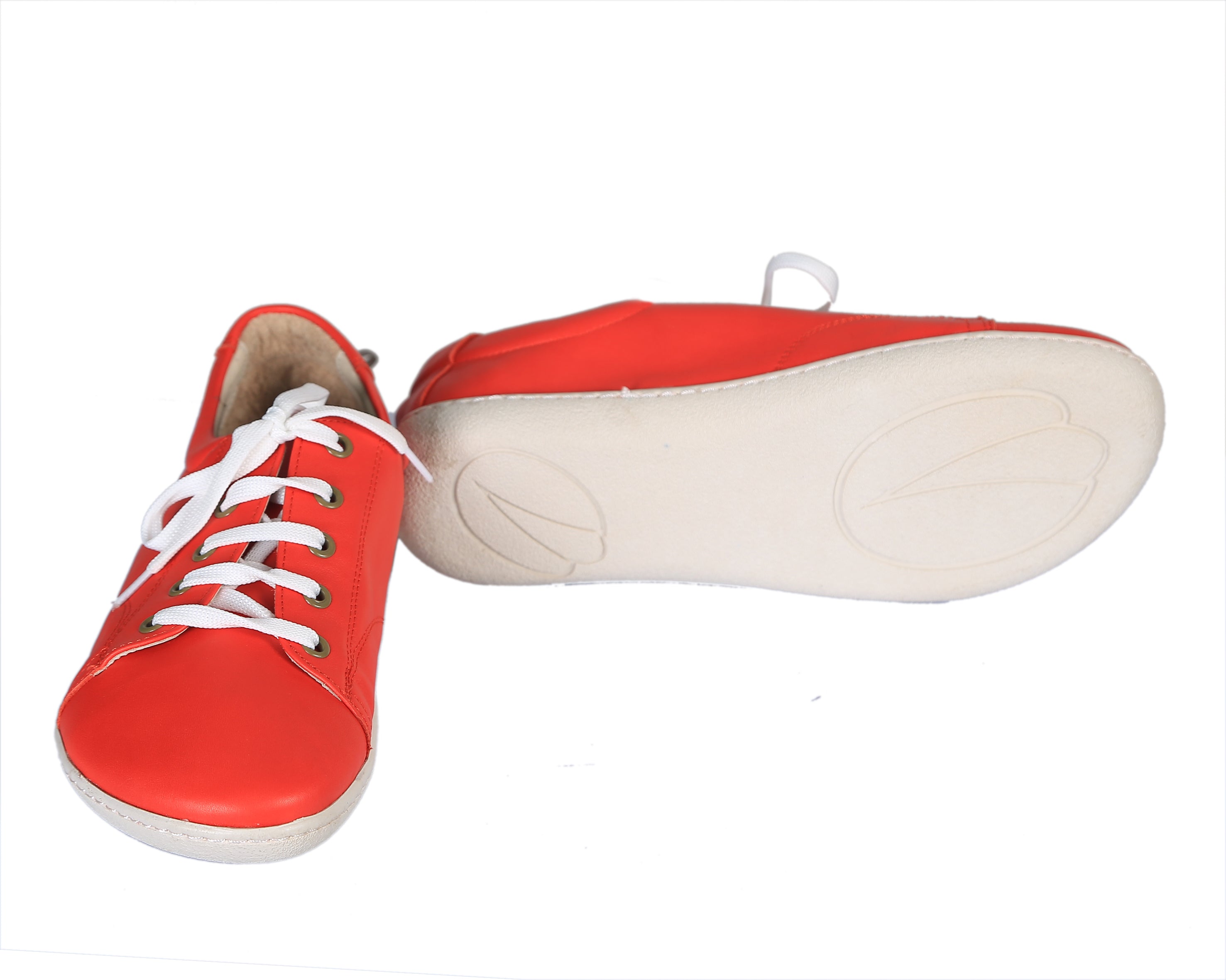 Red SNEAKER Wide Barefoot Shoes Smooth Leather Handmade 6mm Rubber Outsole
