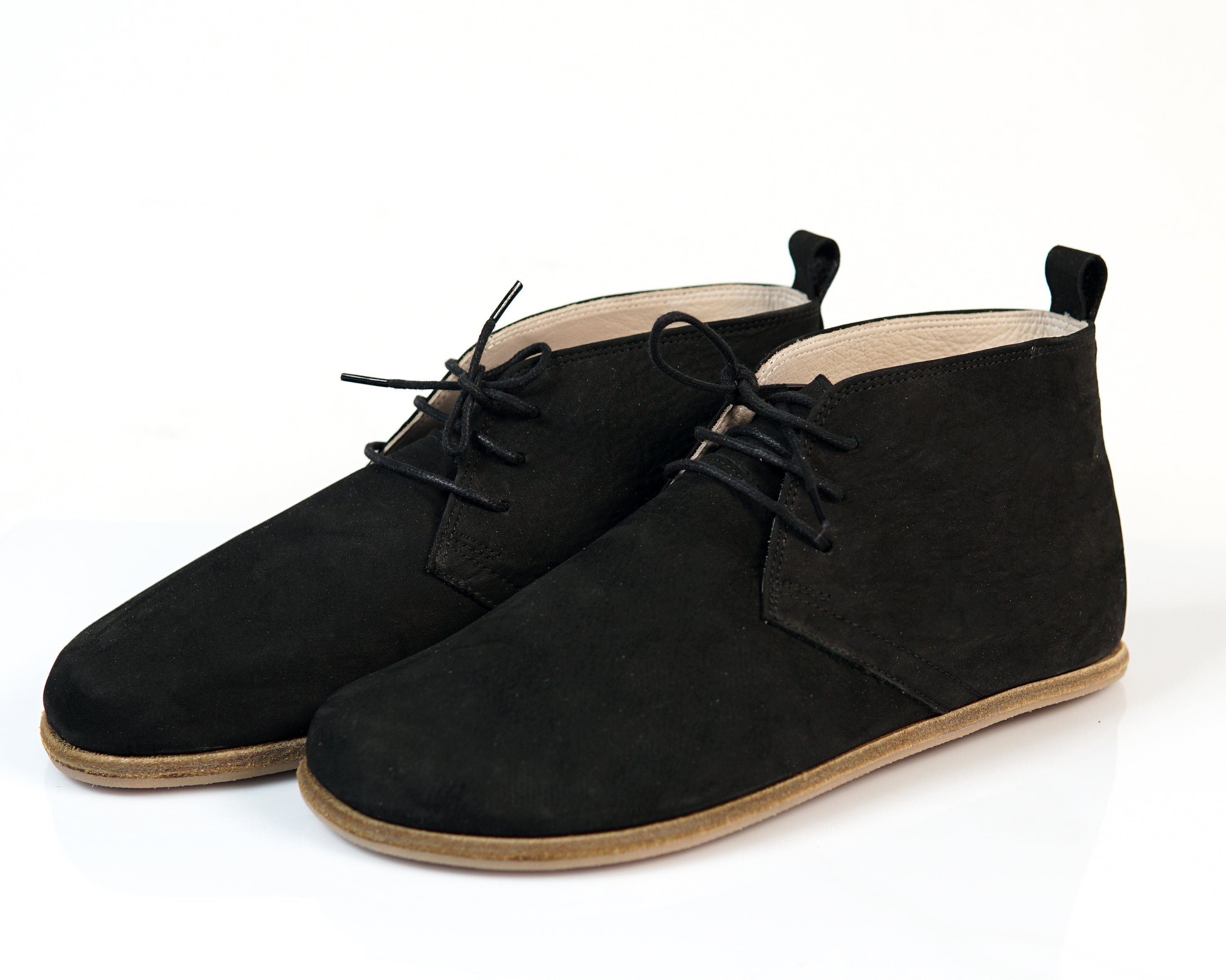 Black Ankle Boots Wide Barefoot Nubuck Leather Handmade Shoes Ankle Boots Leather Outsole