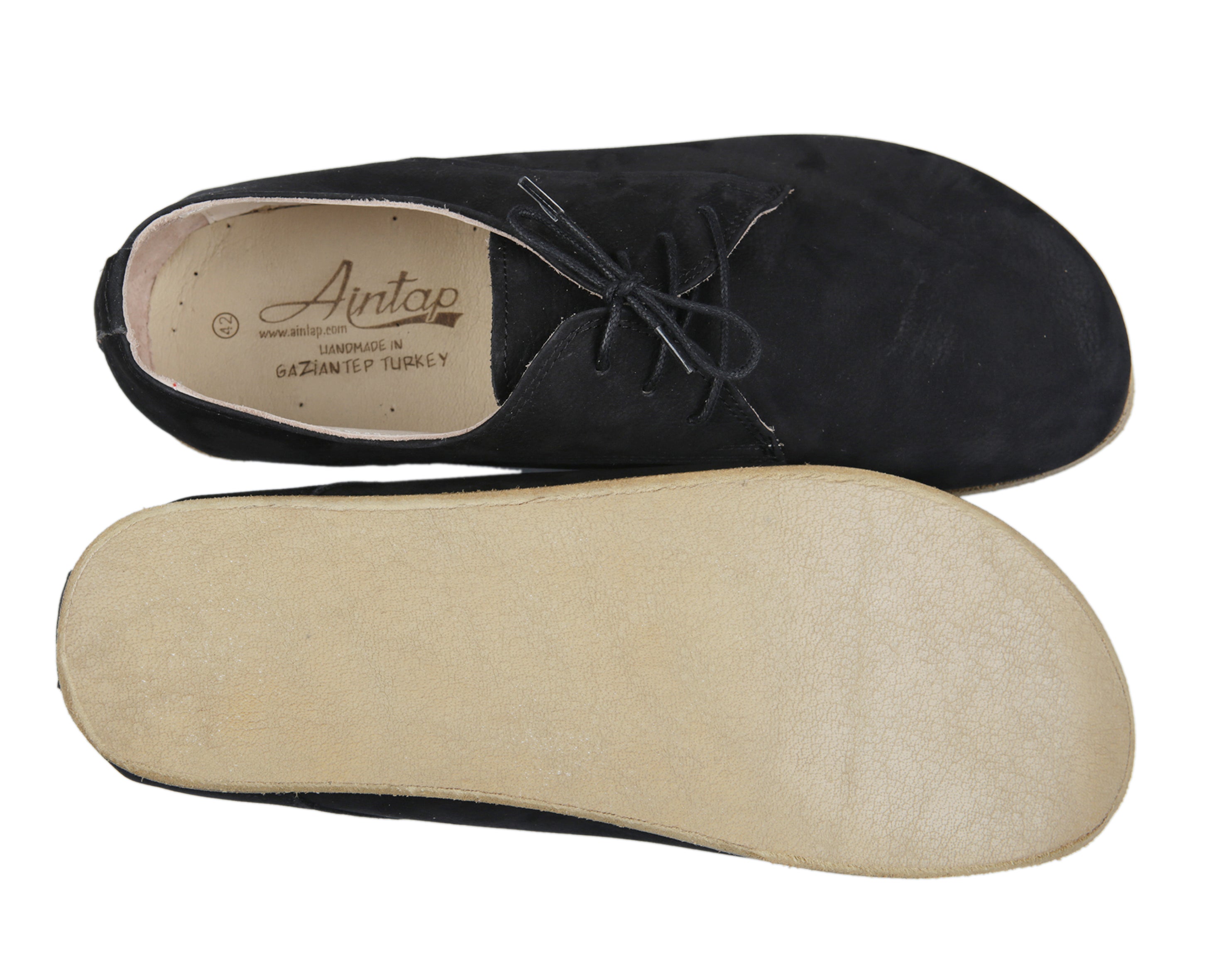 Black Oxford Wide Barefoot Nubuck Leather Handmade Classic Shoes Oxford Leather Outsole