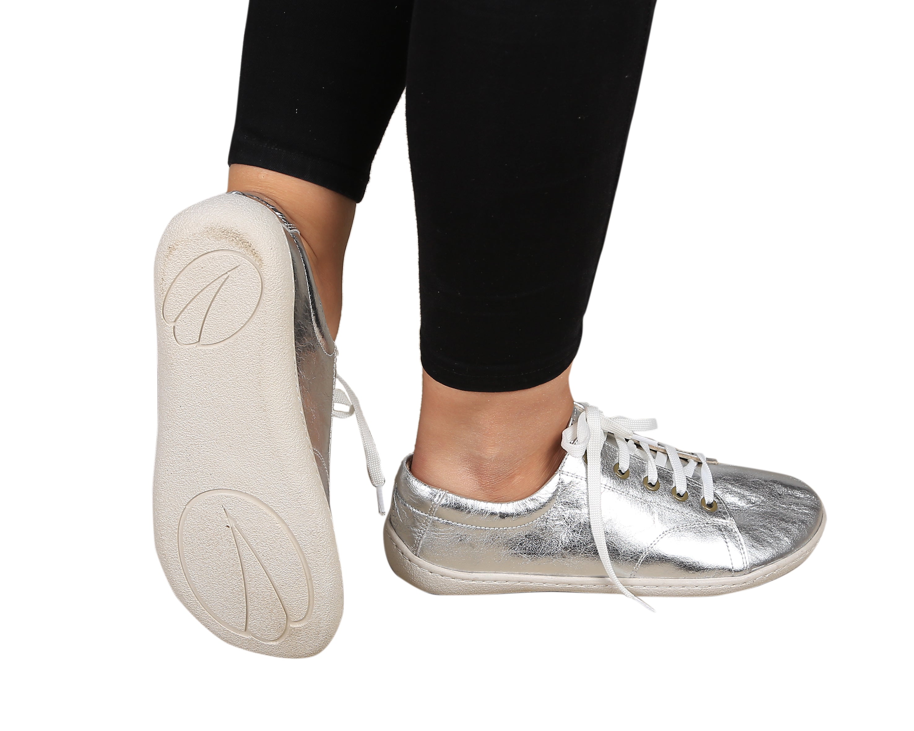 Sılver SNEAKER Wide Barefoot Shoes Smooth Leather Handmade 6mm Rubber Outsole