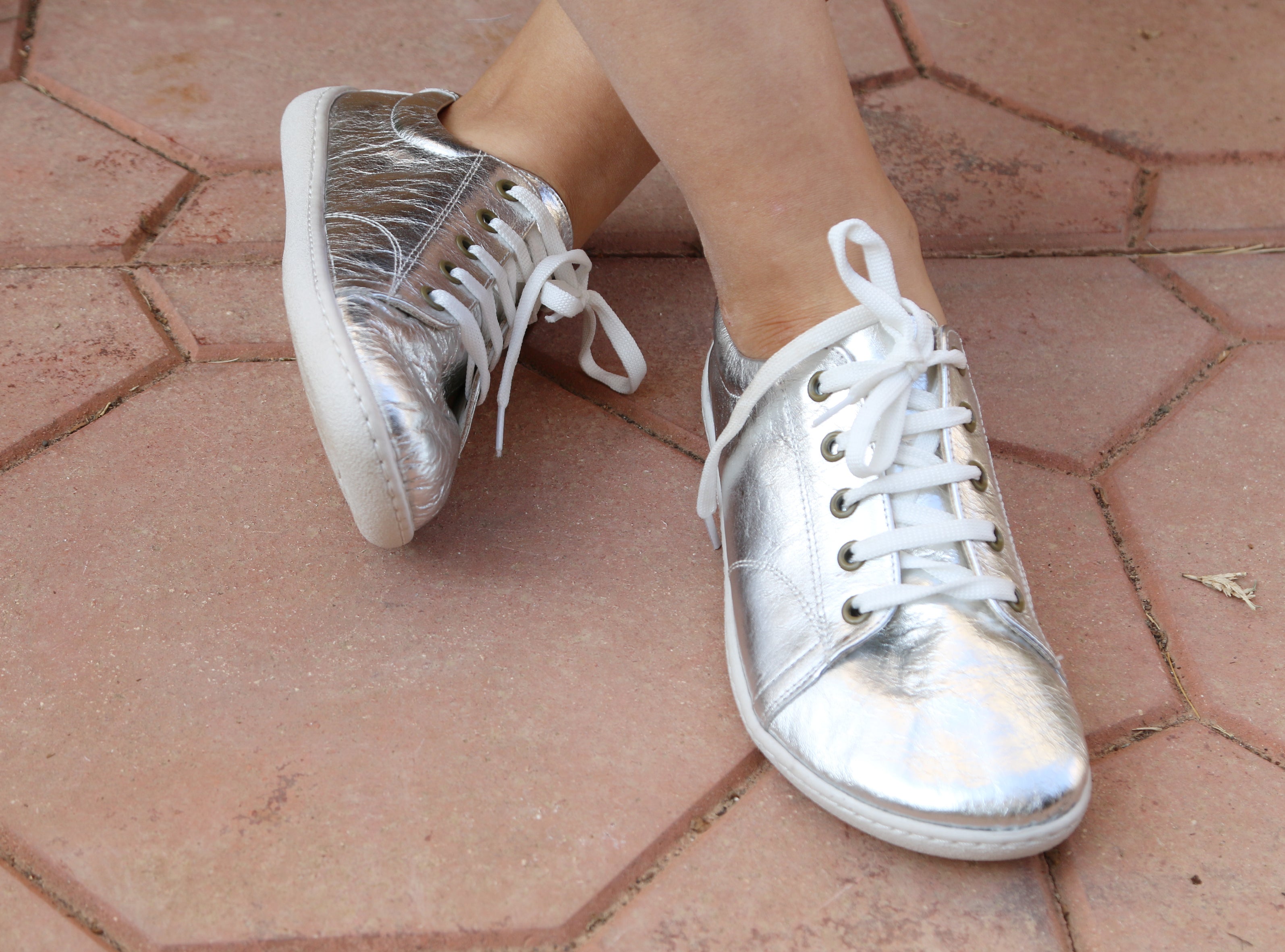 Sılver SNEAKER Wide Barefoot Shoes Smooth Leather Handmade 6mm Rubber Outsole