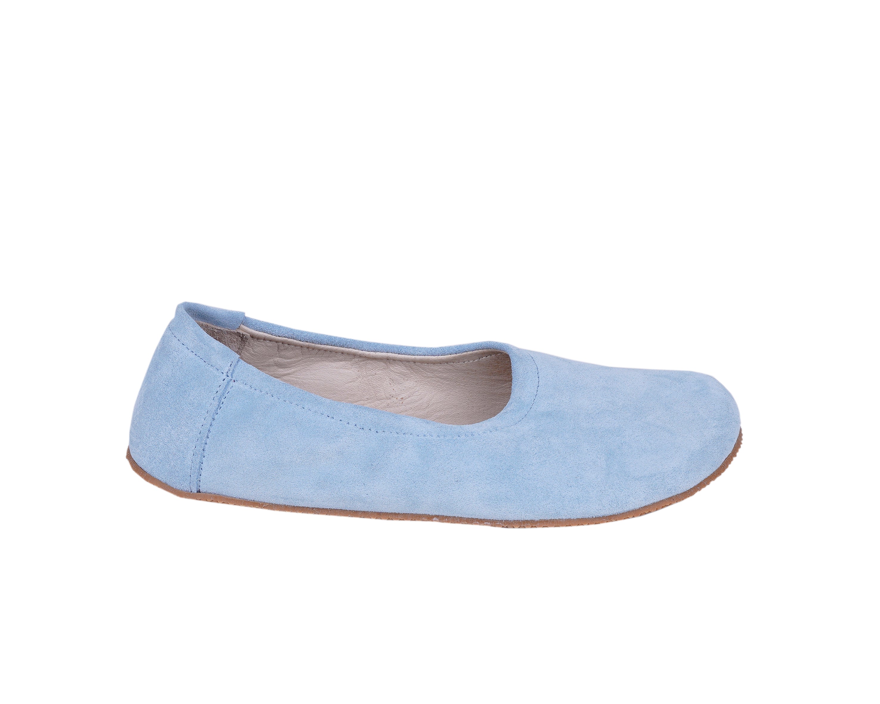 Baby Blue Women Flat Ballets Wide Barefoot Suede Leather Handmade Women Flat Ballets