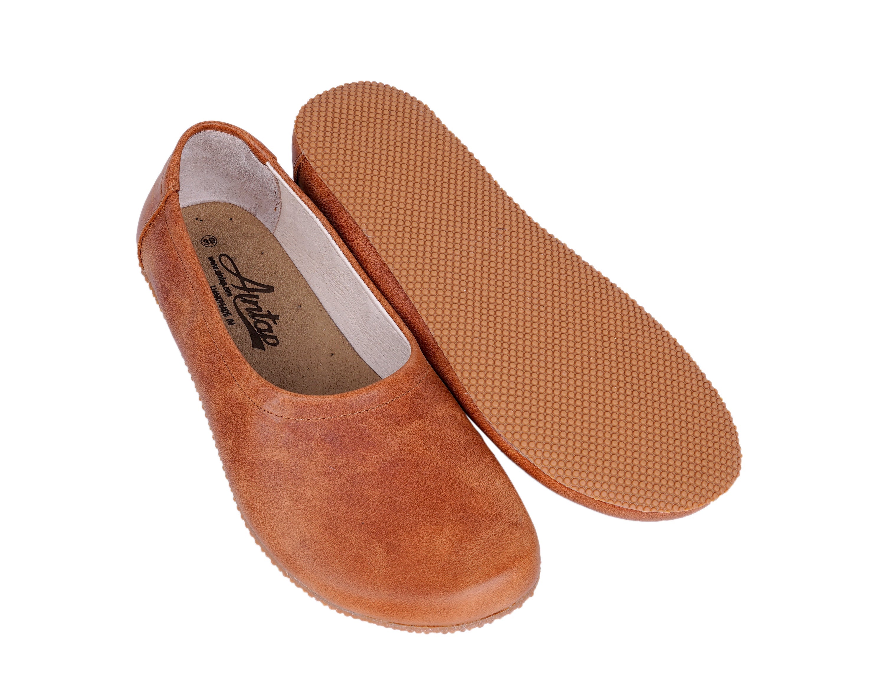 Honey Camel Women Flat Ballets Wide Barefoot Crazy Leather Handmade Women Flat Ballets