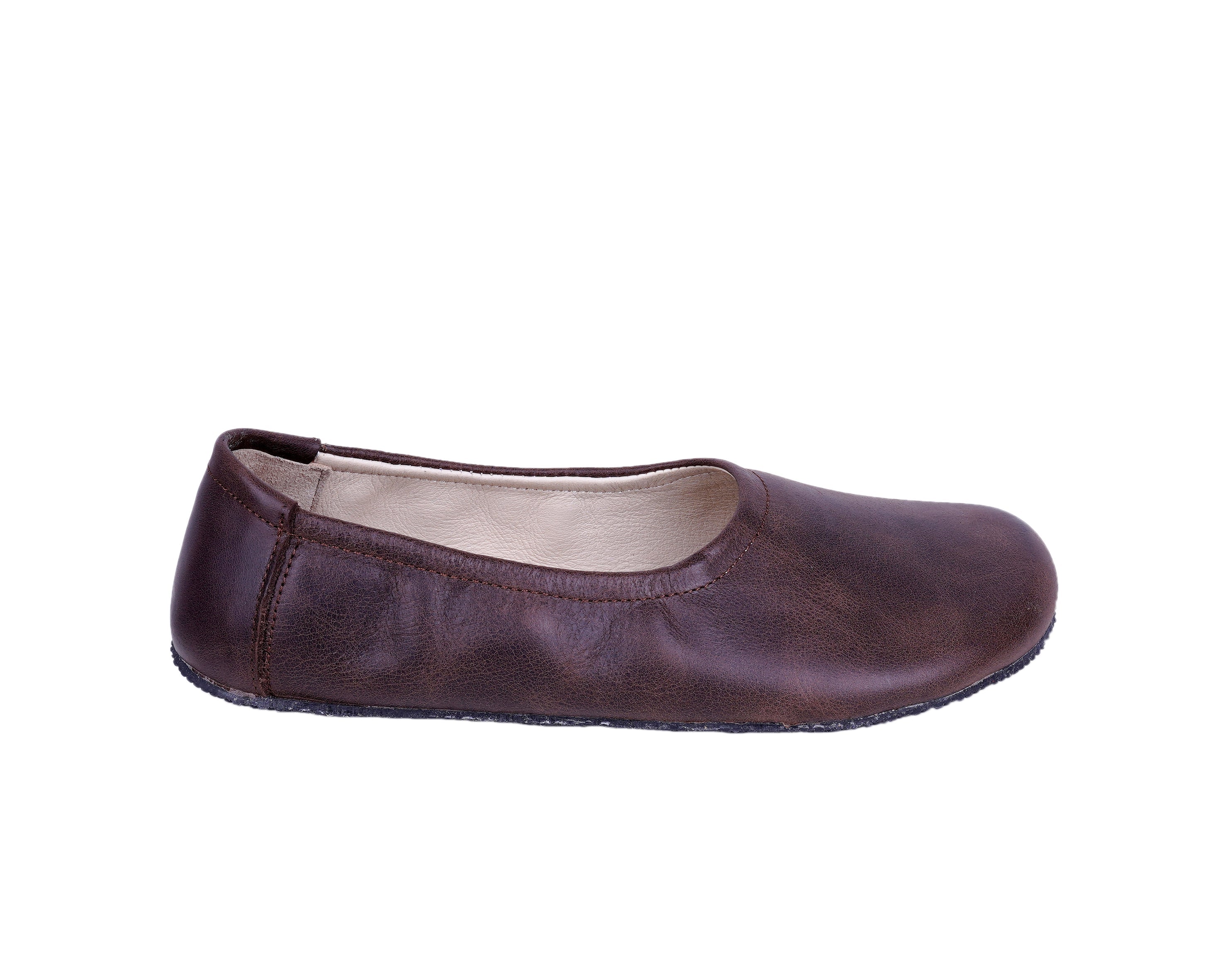 Dark Brown Women Flat Ballets Wide Barefoot Crazy Leather Handmade Women Flat Ballets