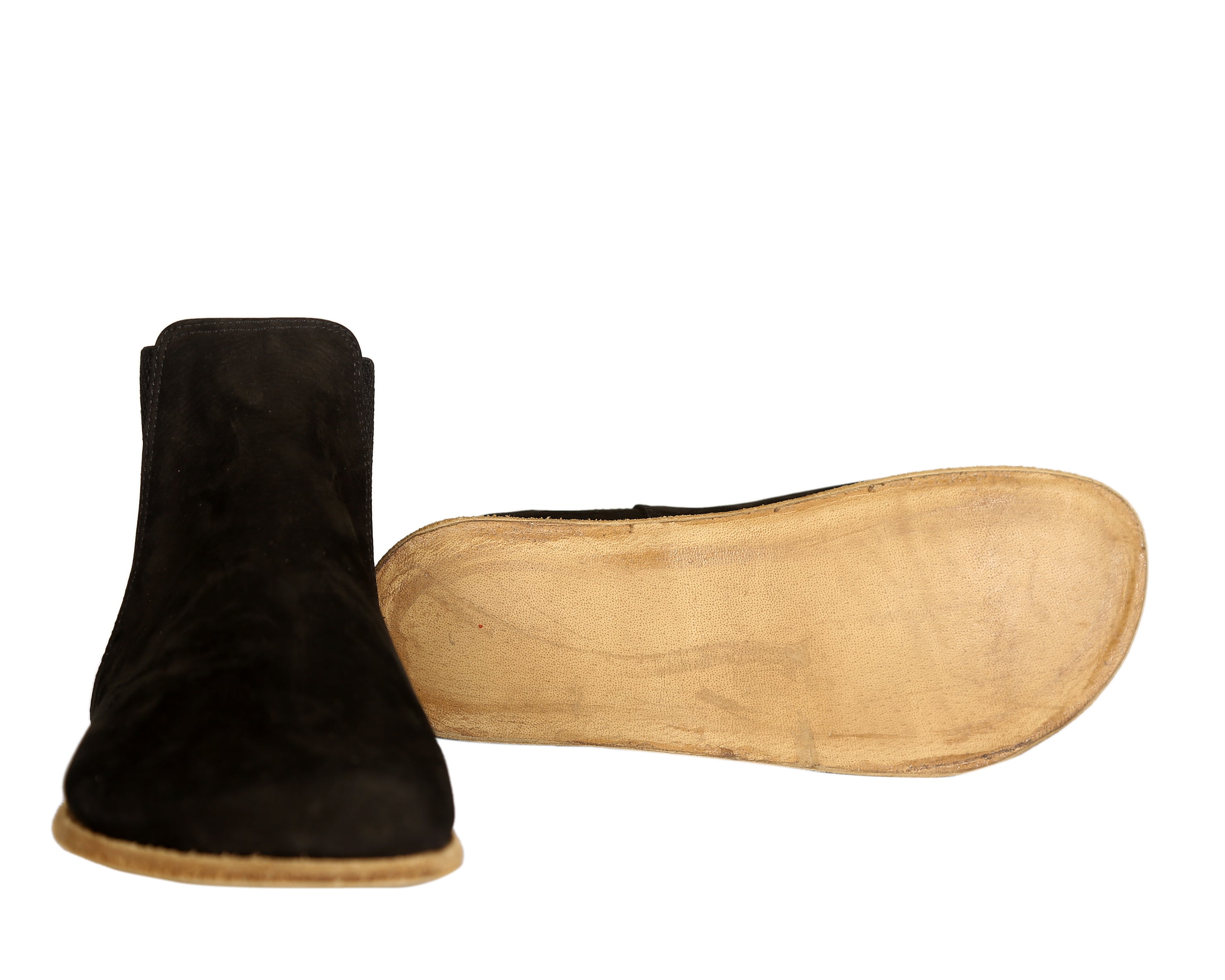 Black Chelsea Boots Wide Barefoot Nubuck Leather Handmade Shoes Chelsea Boots Leather Outsole