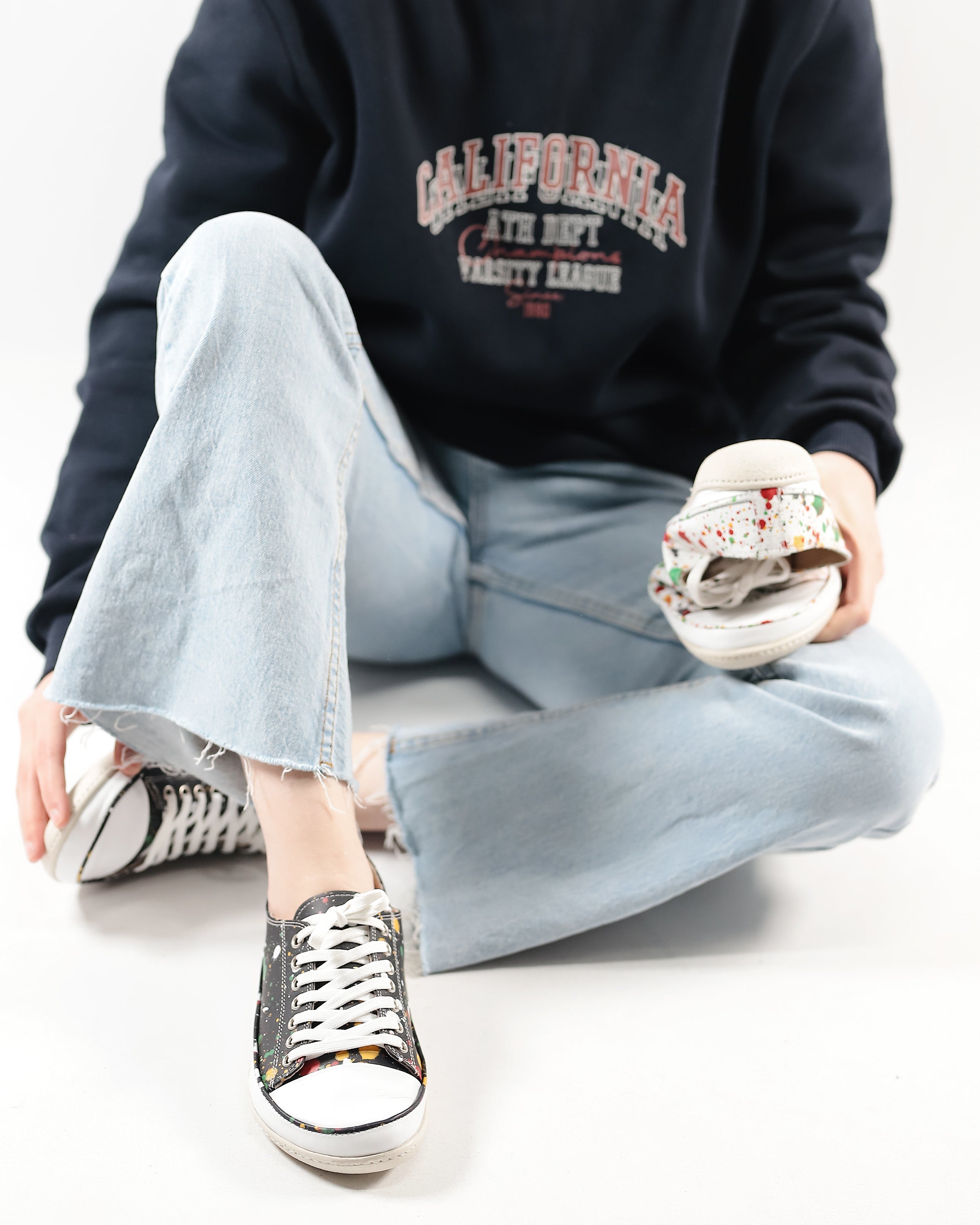 Splanter Paint Black Converse Style Wide Barefoot Shoes Smooth Leather Handmade Rubber Outsole Converse Rubber Outsole