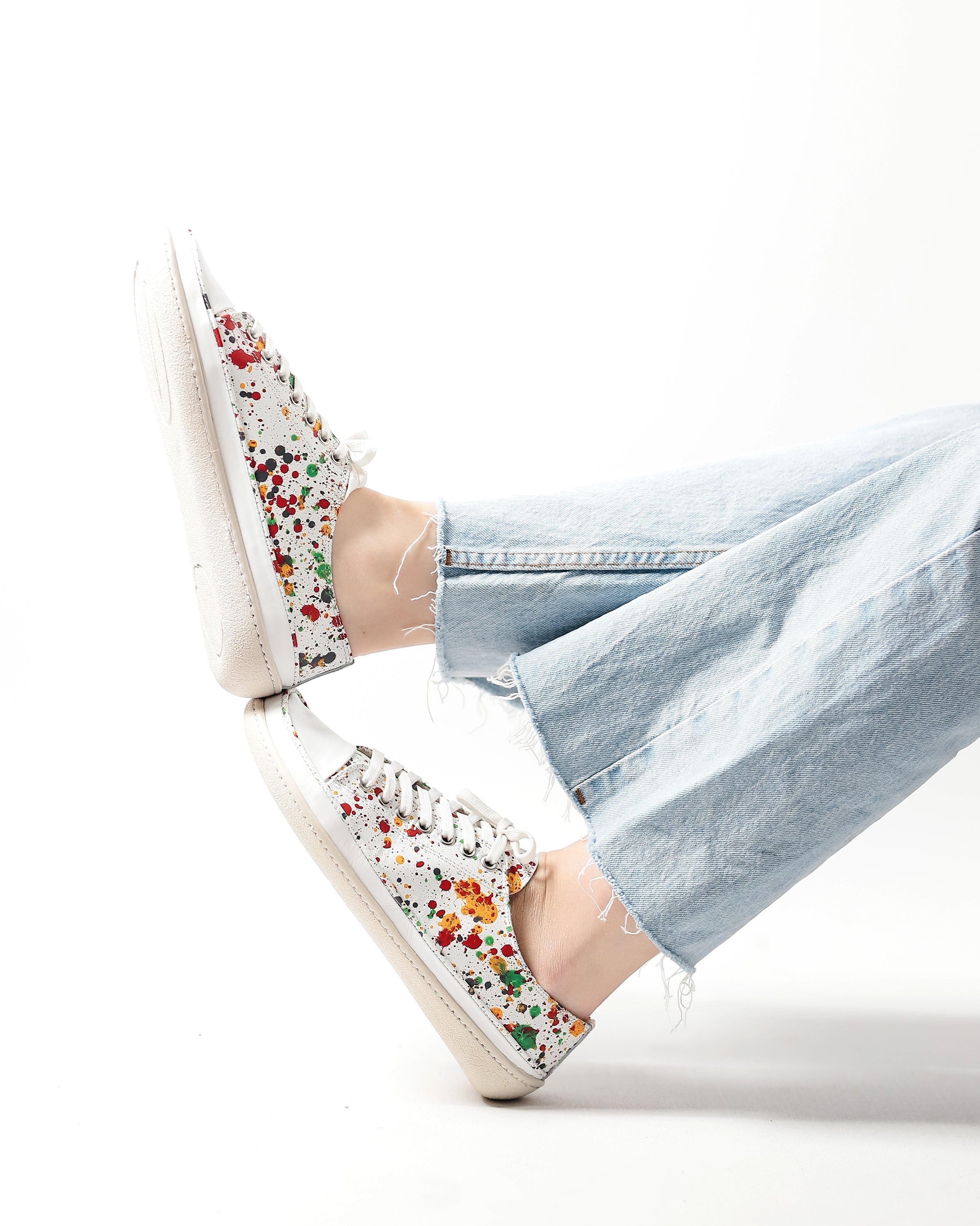 Splanter Paint White Converse Style Wide Barefoot Shoes Smooth Leather Handmade Rubber Outsole Converse Rubber Outsole