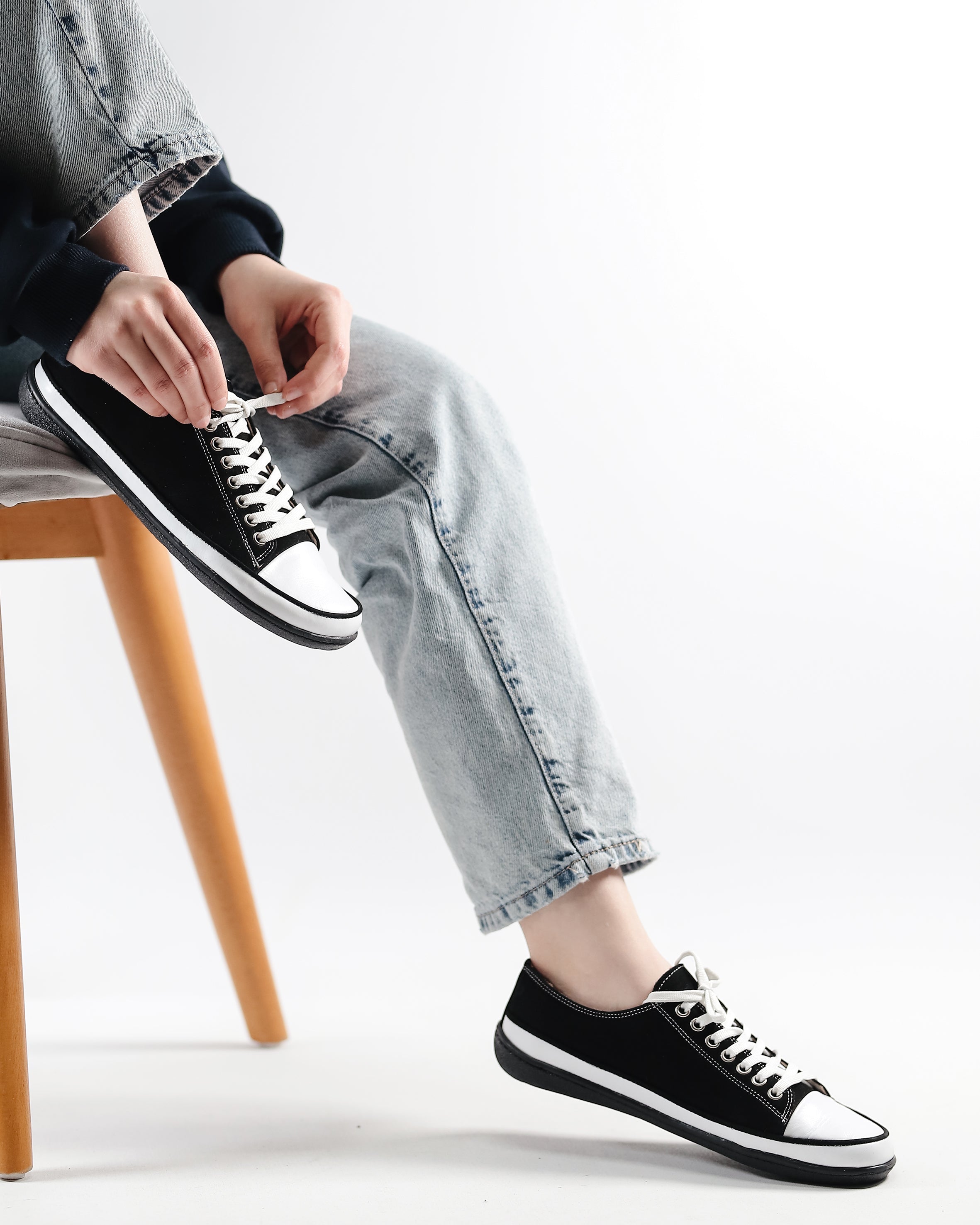 Black Converse Style Wide Barefoot Shoes Smooth Leather Handmade Rubber Outsole Converse Rubber Outsole