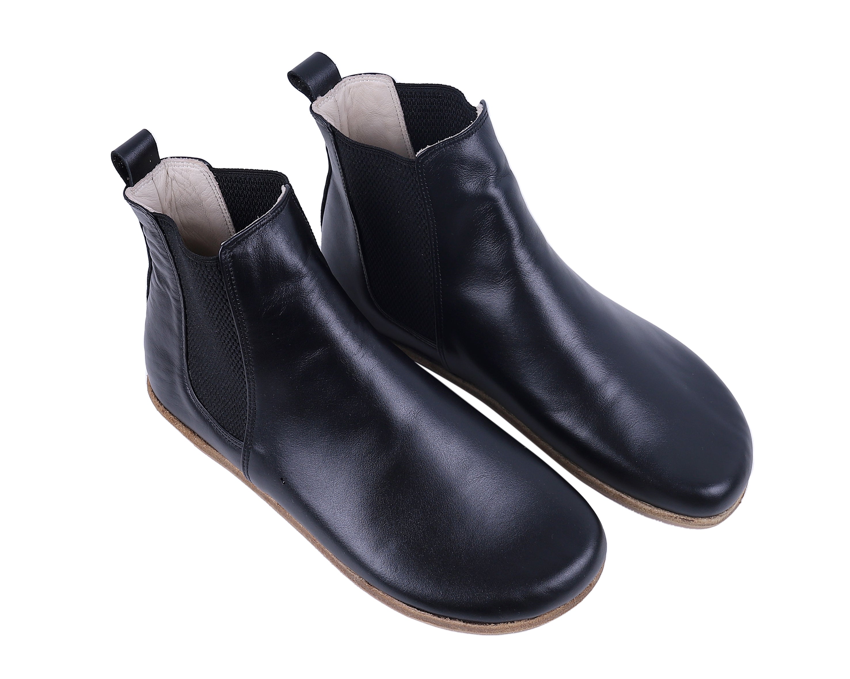 Black Chelsea Boots Wide Barefoot Smooth Leather Handmade Shoes Chelsea Boots Leather Outsole