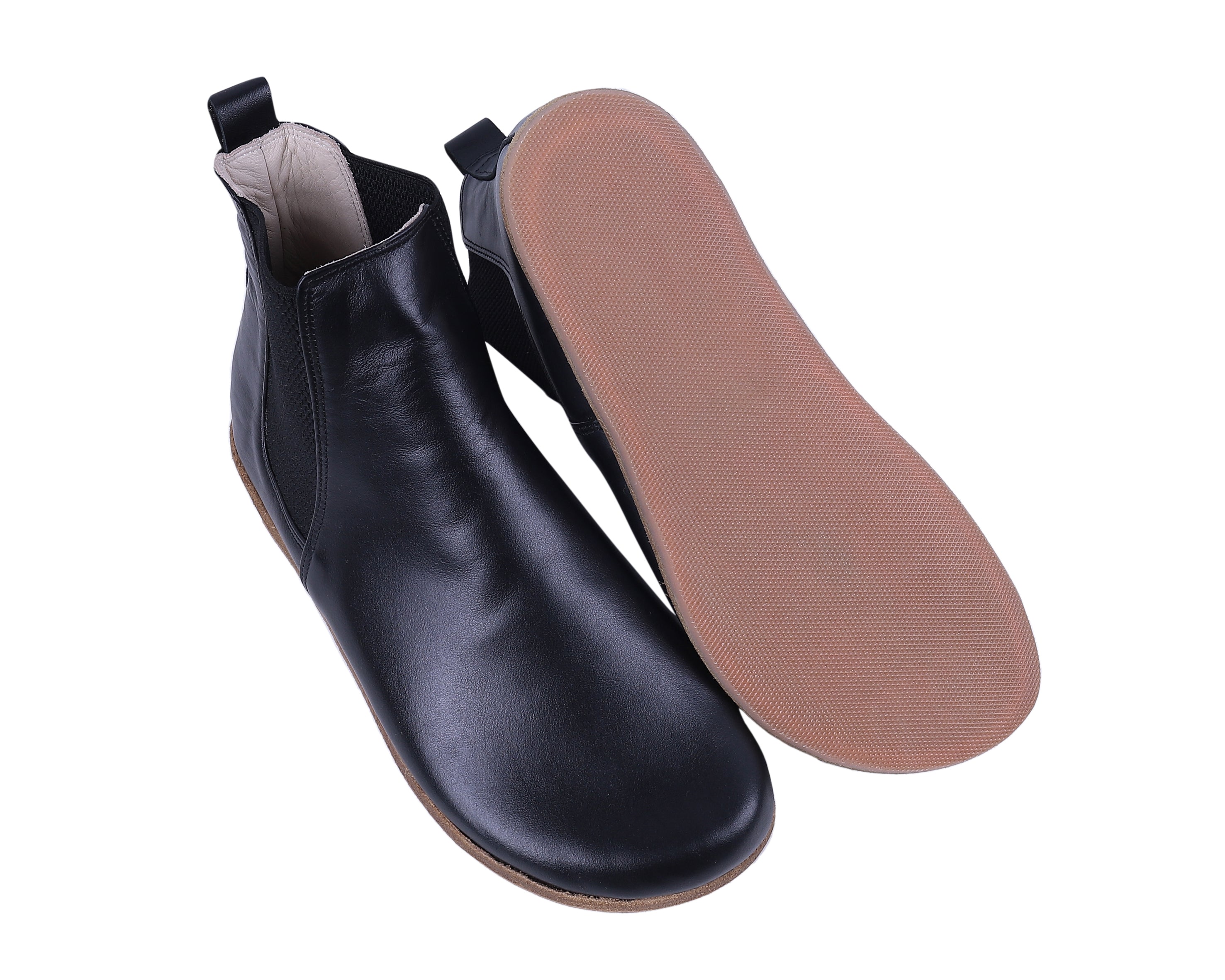 Black Chelsea Boots Wide Barefoot Smooth Leather Handmade Shoes Chelsea Boots Leather Outsole