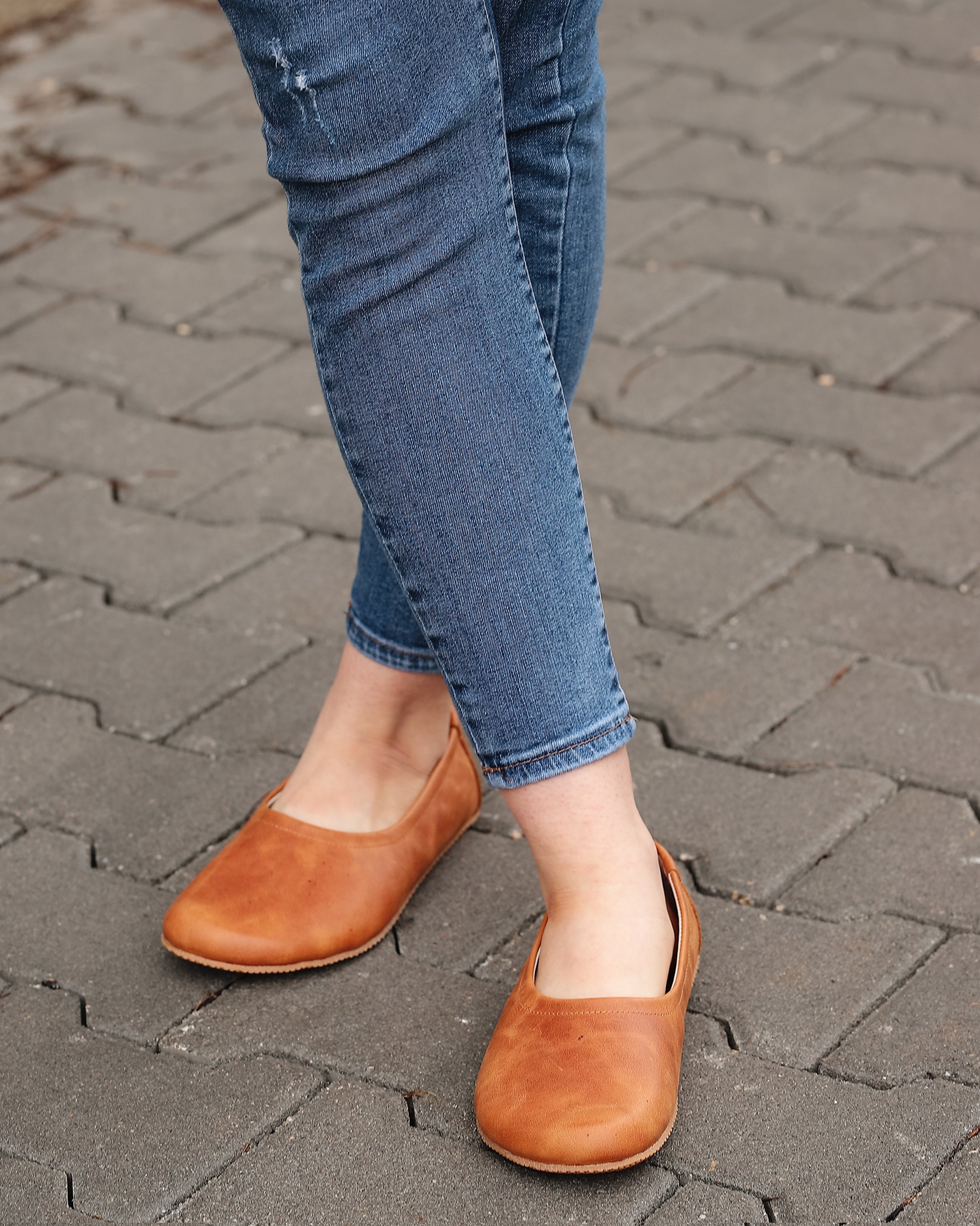 Honey Camel Women Flat Ballets Wide Barefoot Crazy Leather Handmade Women Flat Ballets