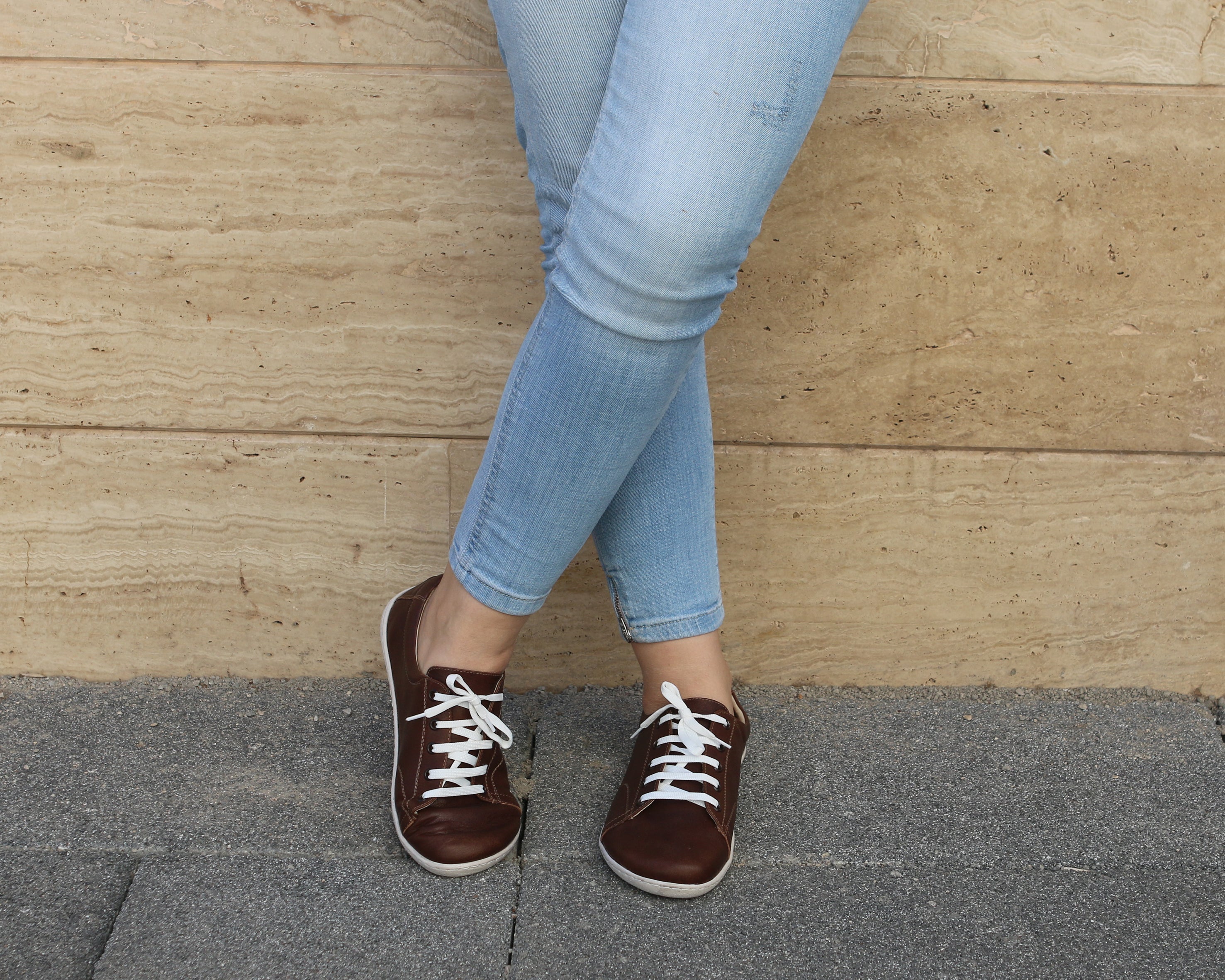 Dark Brown SNEAKER Wide Barefoot Shoes Smooth Leather Handmade 6mm Rubber Outsole