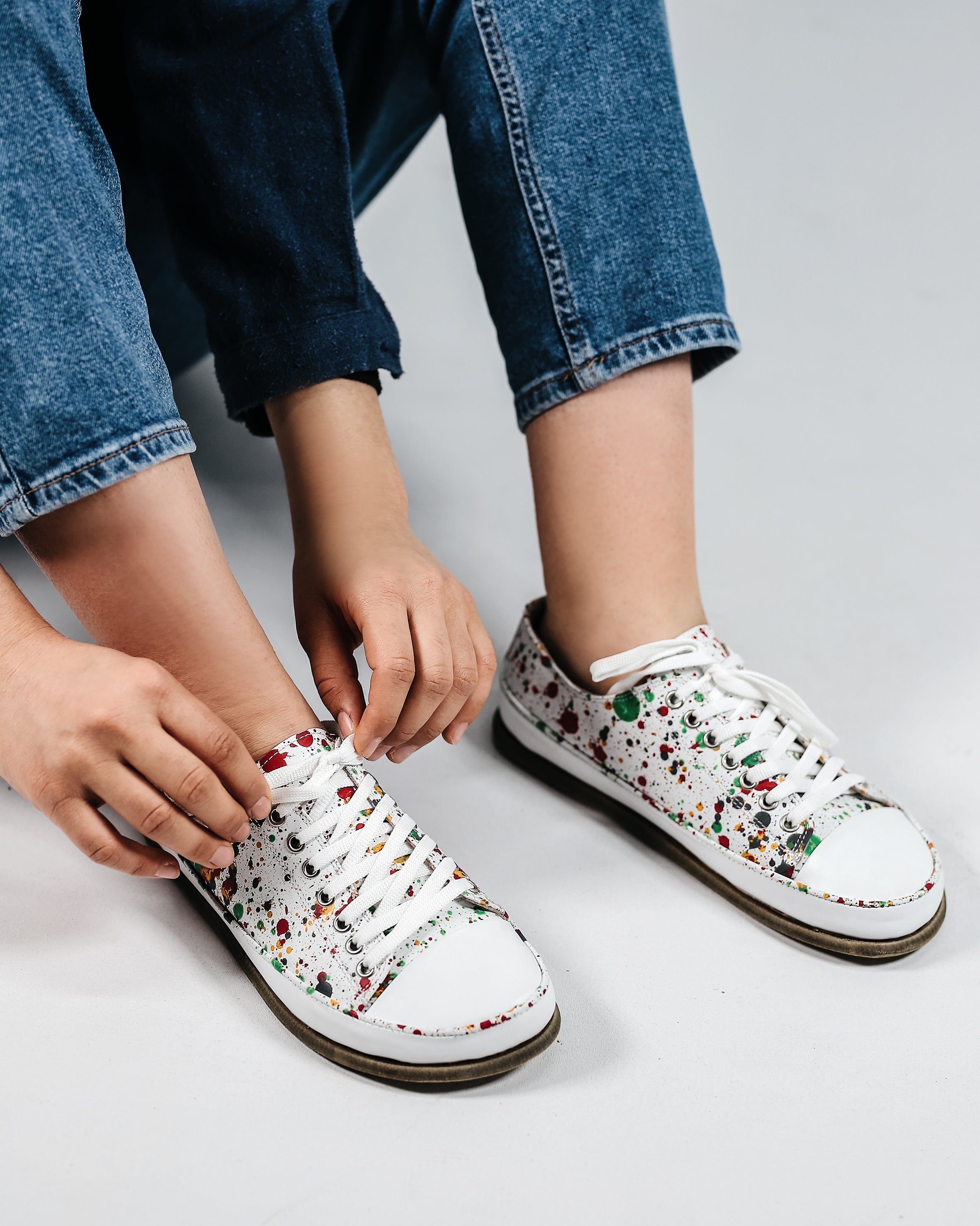 Petra White Converse Style Wide Barefoot Smooth Leather Handmade Shoes Converse Leather Outsole