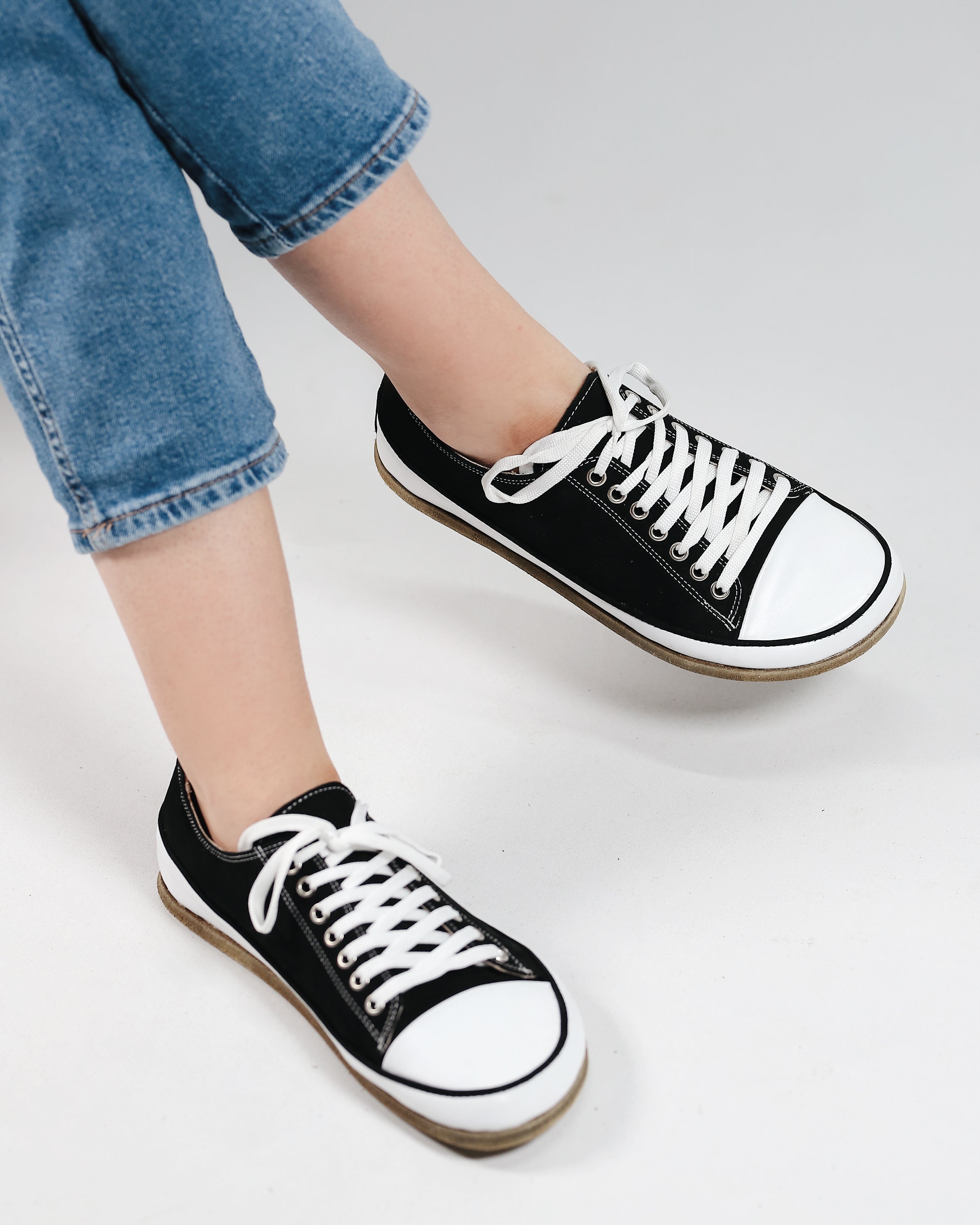 Black Converse Style Wide Barefoot Nubuck Leather Handmade Shoes Converse Leather Outsole