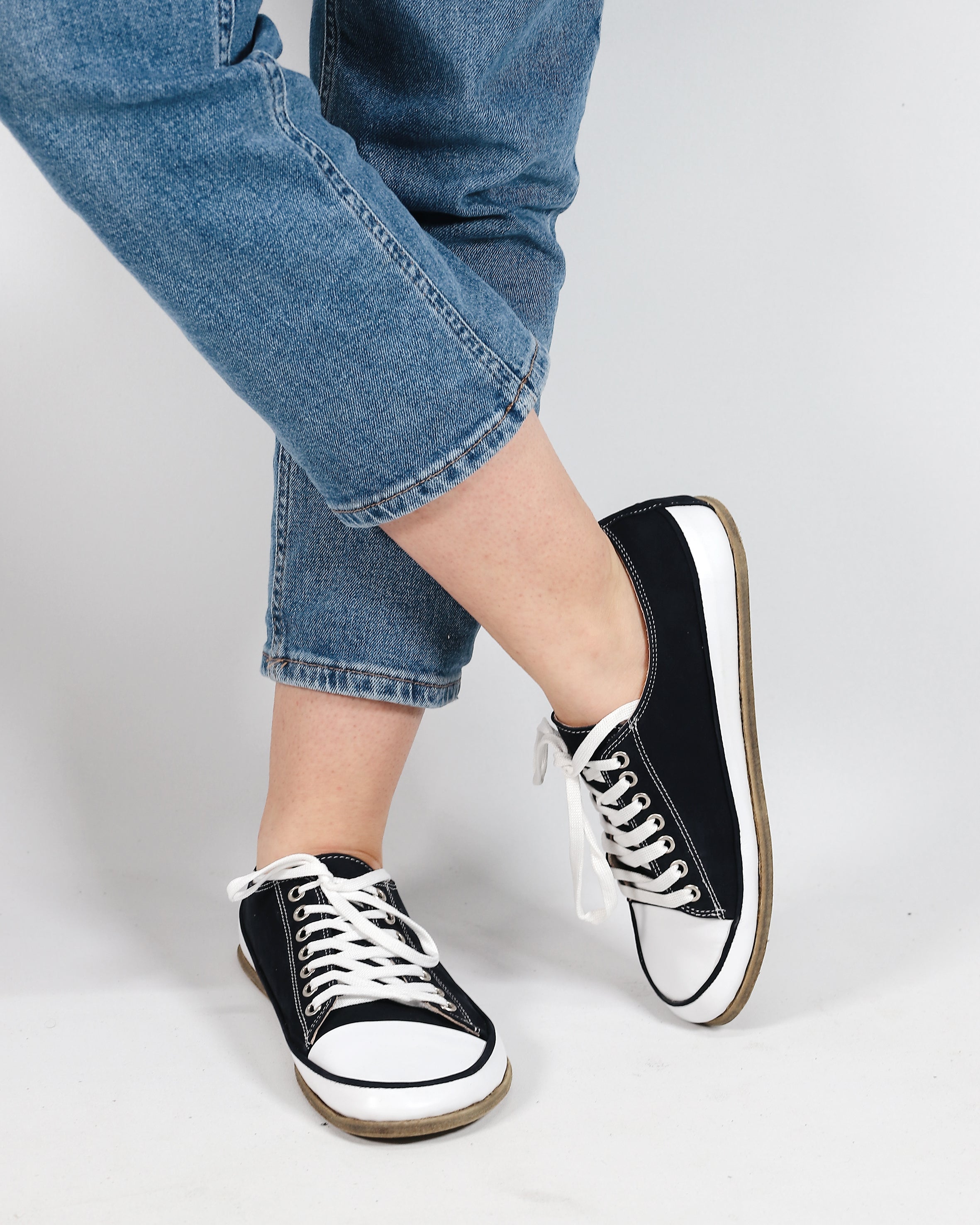 Black Converse Style Wide Barefoot Nubuck Leather Handmade Shoes Converse Leather Outsole