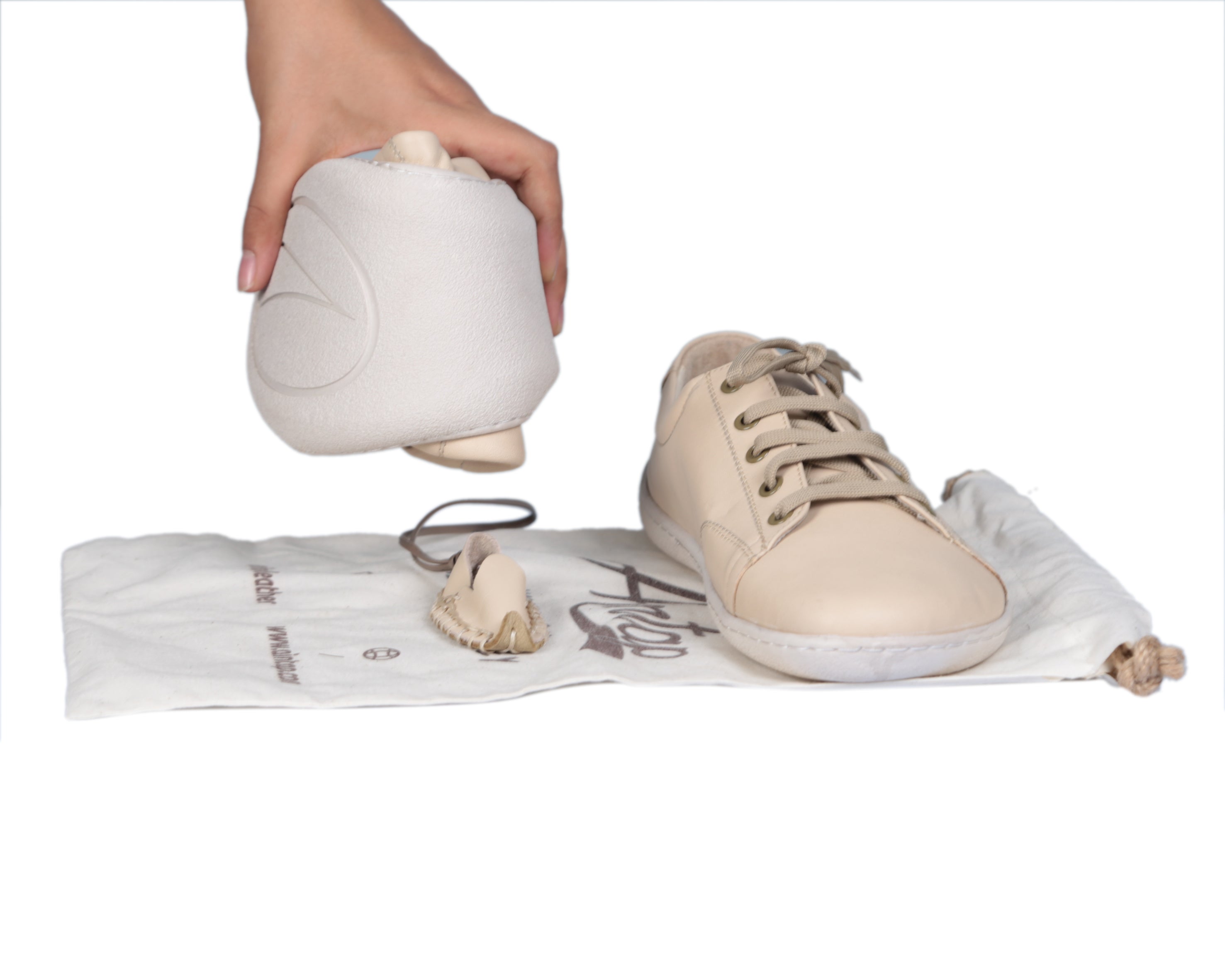 Cream SNEAKER Wide Barefoot Shoes Smooth Leather Handmade 6mm Rubber Outsole