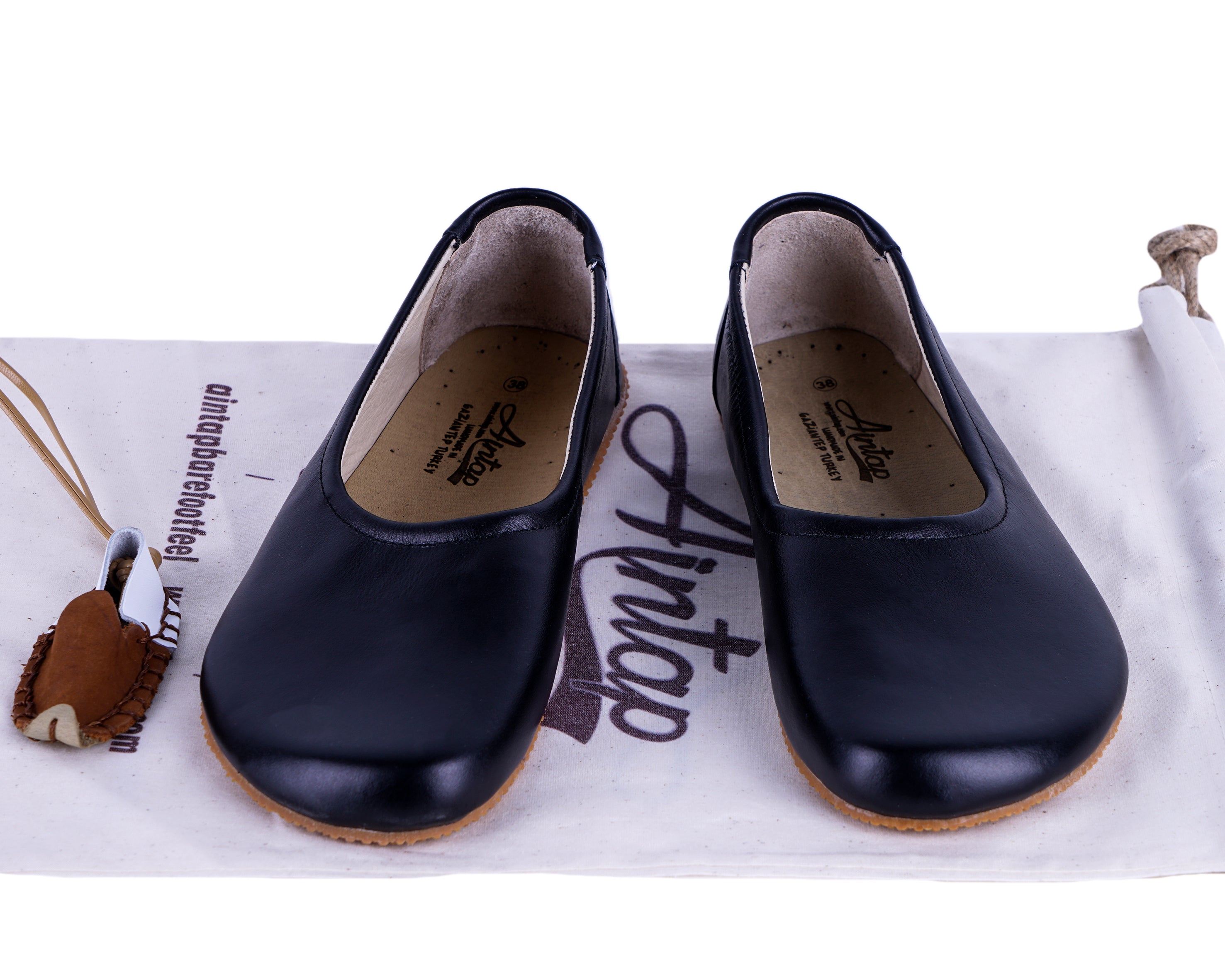 Black Women Flat Ballets Wide Barefoot Smooth Leather Handmade Women Flat Ballets