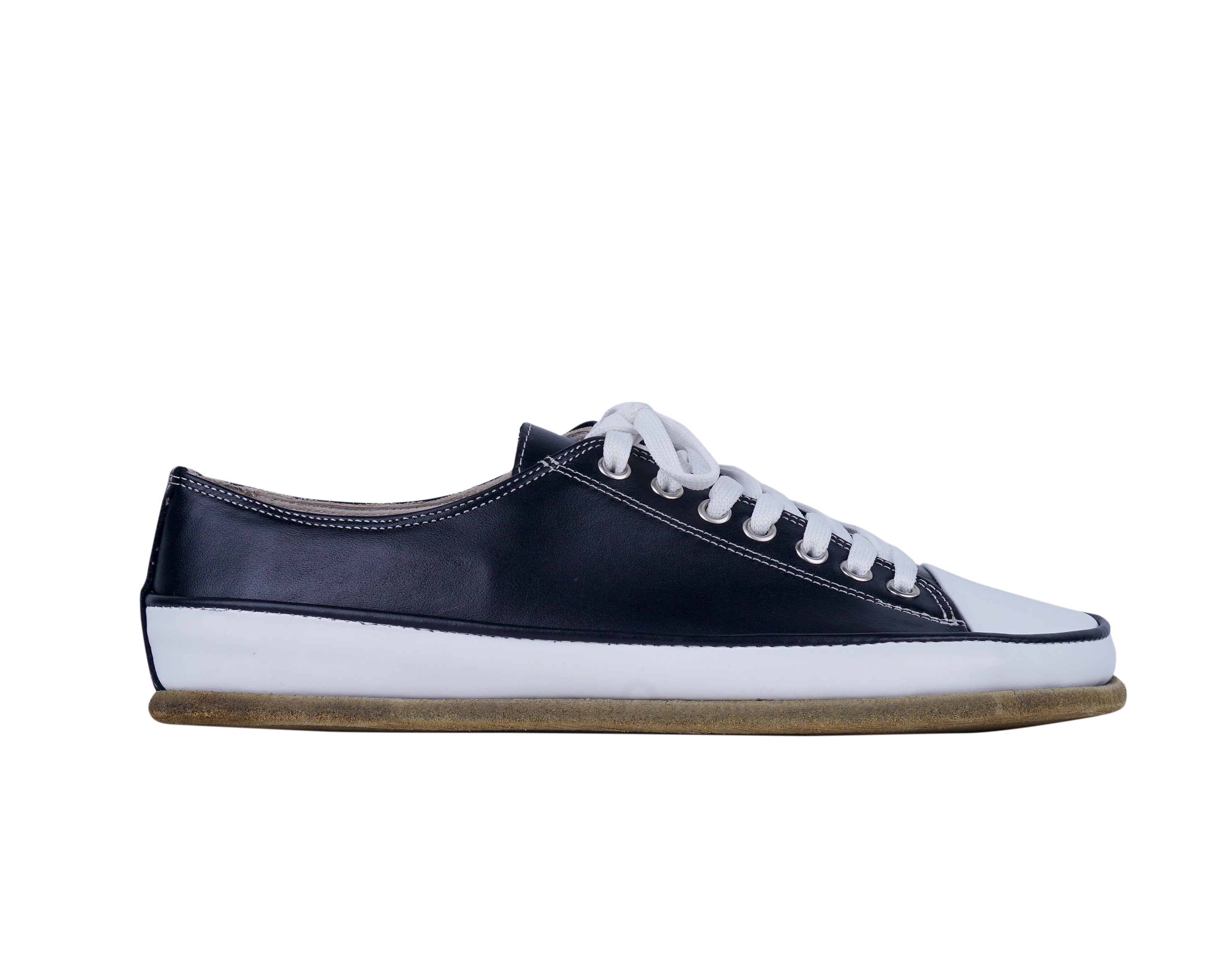 Black Converse Style Wide Barefoot Smooth Leather Handmade Shoes Converse Leather Outsole