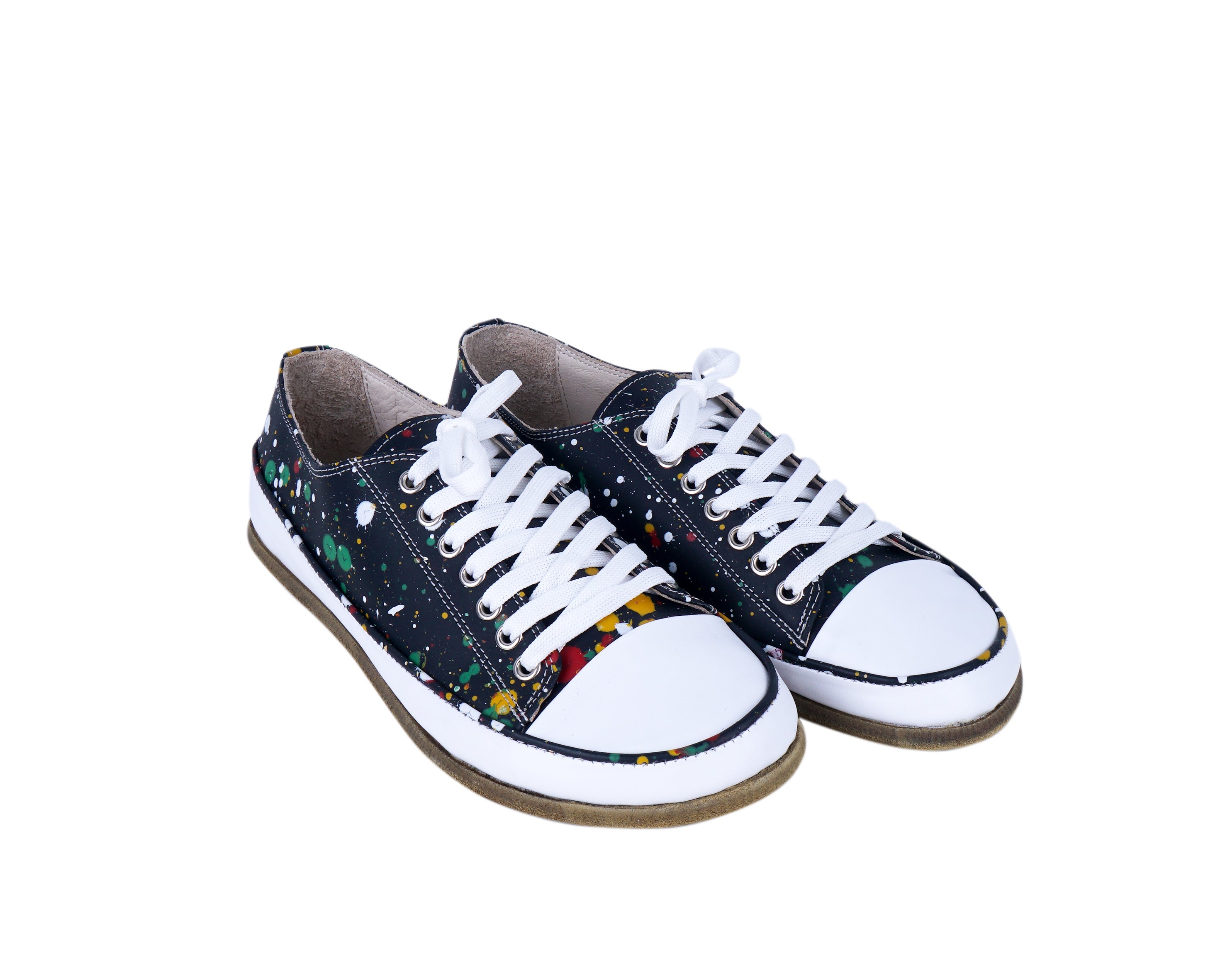 Petra Black Converse Style Wide Barefoot Smooth Leather Handmade Shoes Converse Leather Outsole