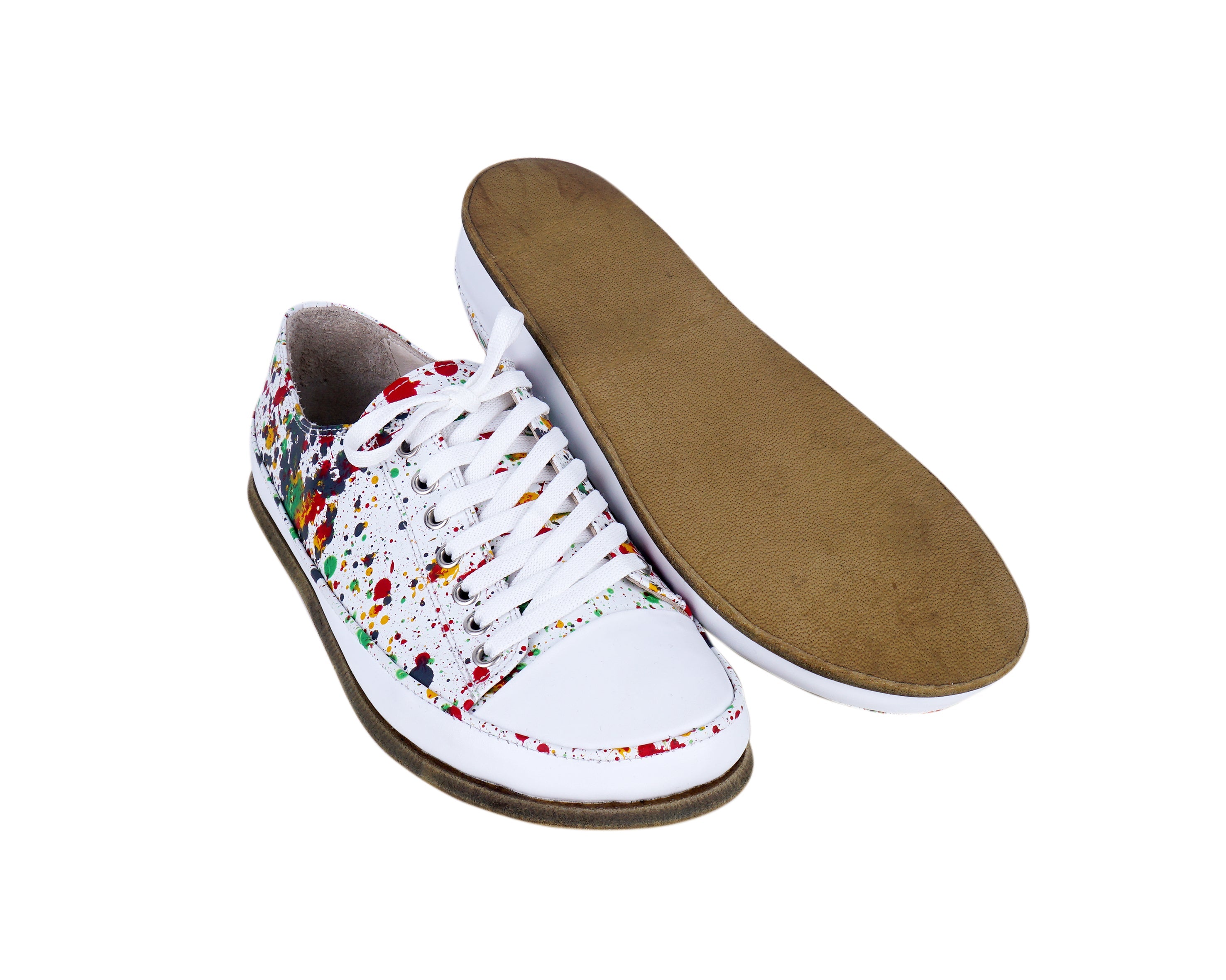 Petra White Converse Style Wide Barefoot Smooth Leather Handmade Shoes Converse Leather Outsole