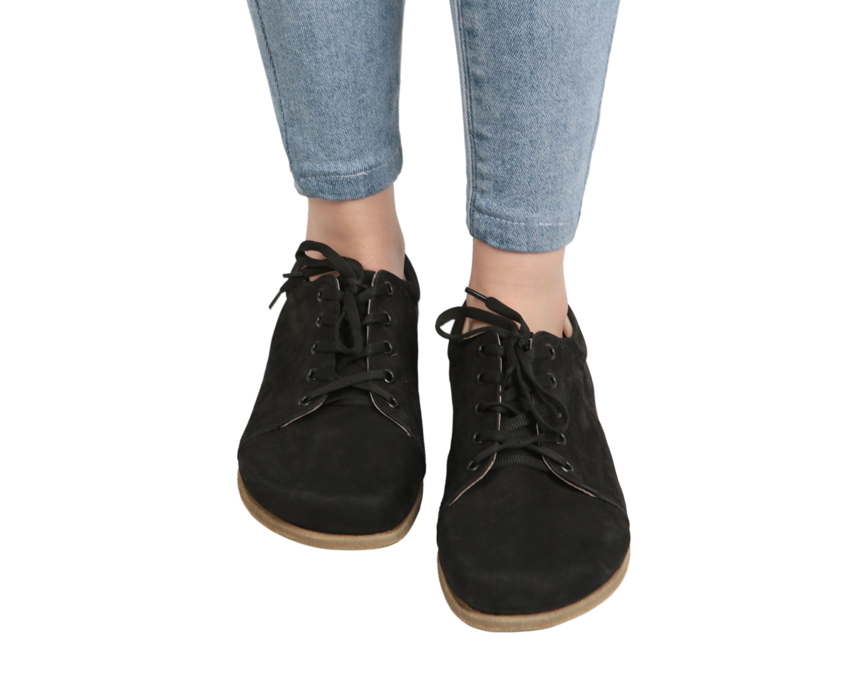 Black Sneaker Wide Barefoot Nubuck Leather Handmade Shoes Sneaker Leather Outsole