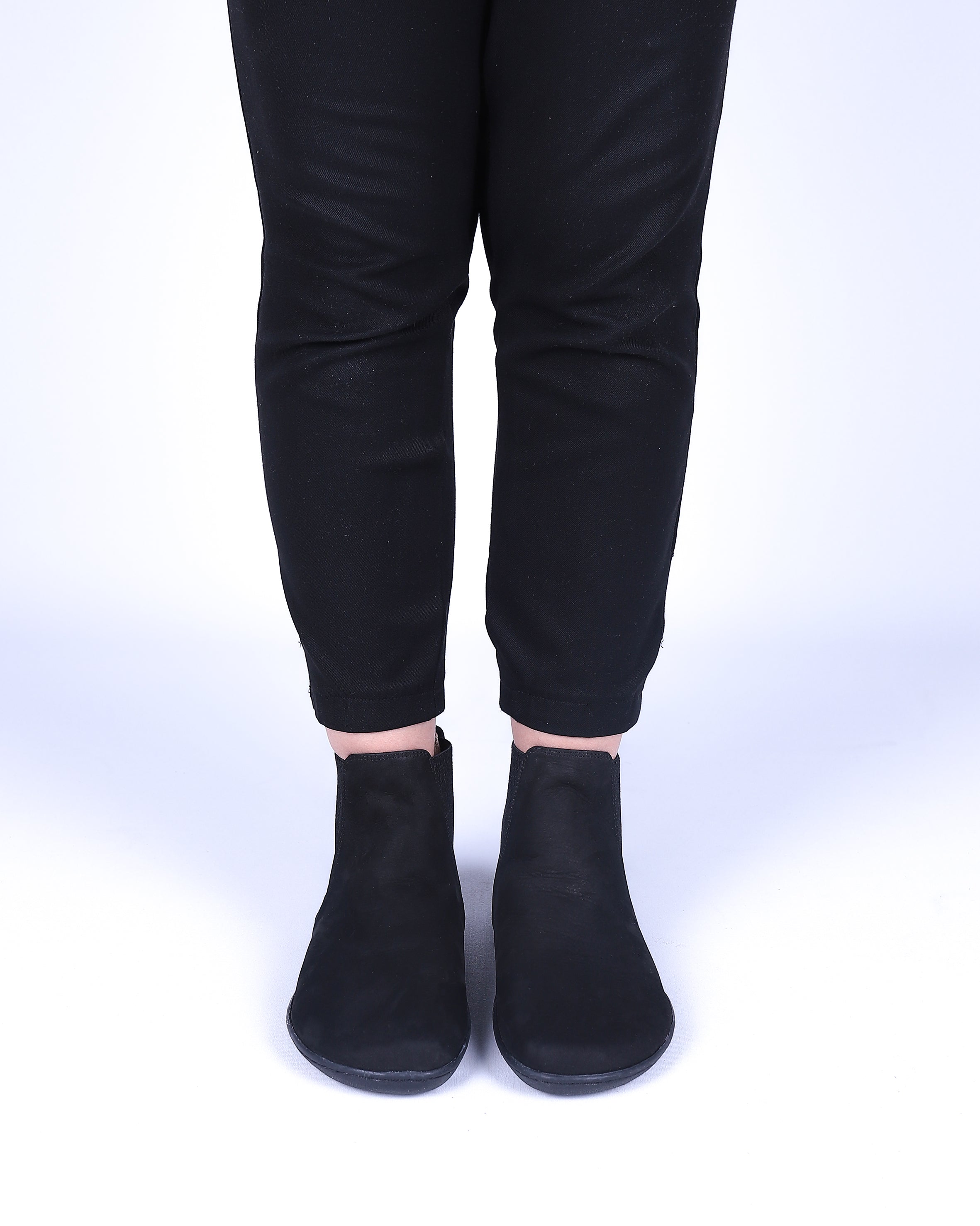 Black Chelsea Boots Wide Barefoot Shoes Nubuck Leather Handmade 6mm Rubber Outsole Chelsea Boots Rubber Outsole