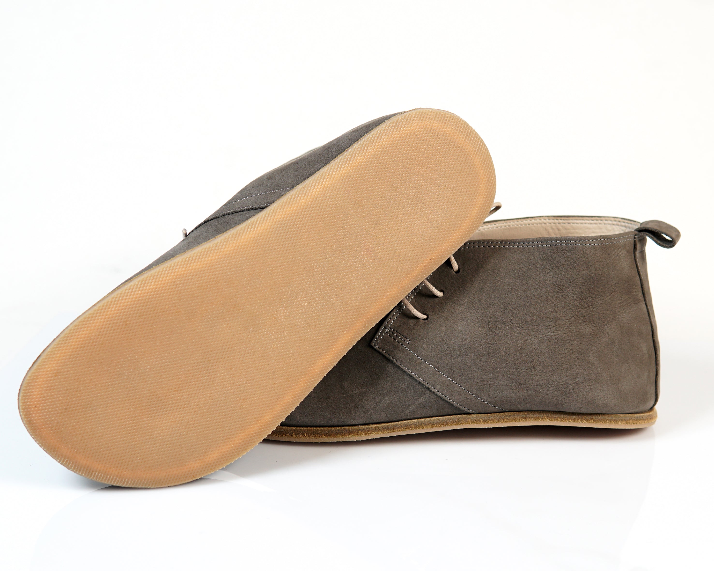 Gray Ankle Boots Wide Barefoot Nubuck Leather Handmade Shoes 