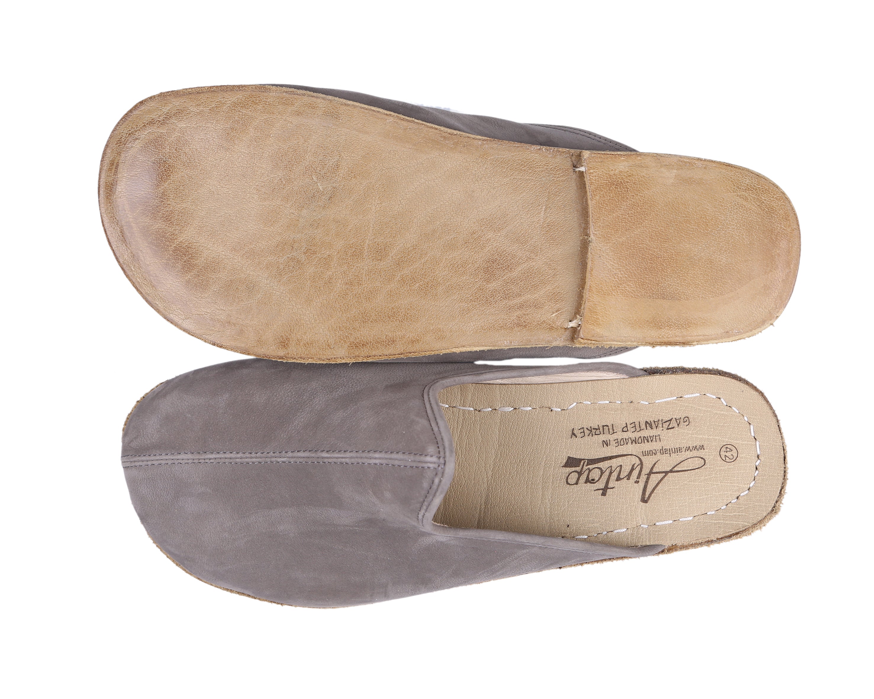 Gray Sandal Wide Barefoot Nubuck Leather Handmade 