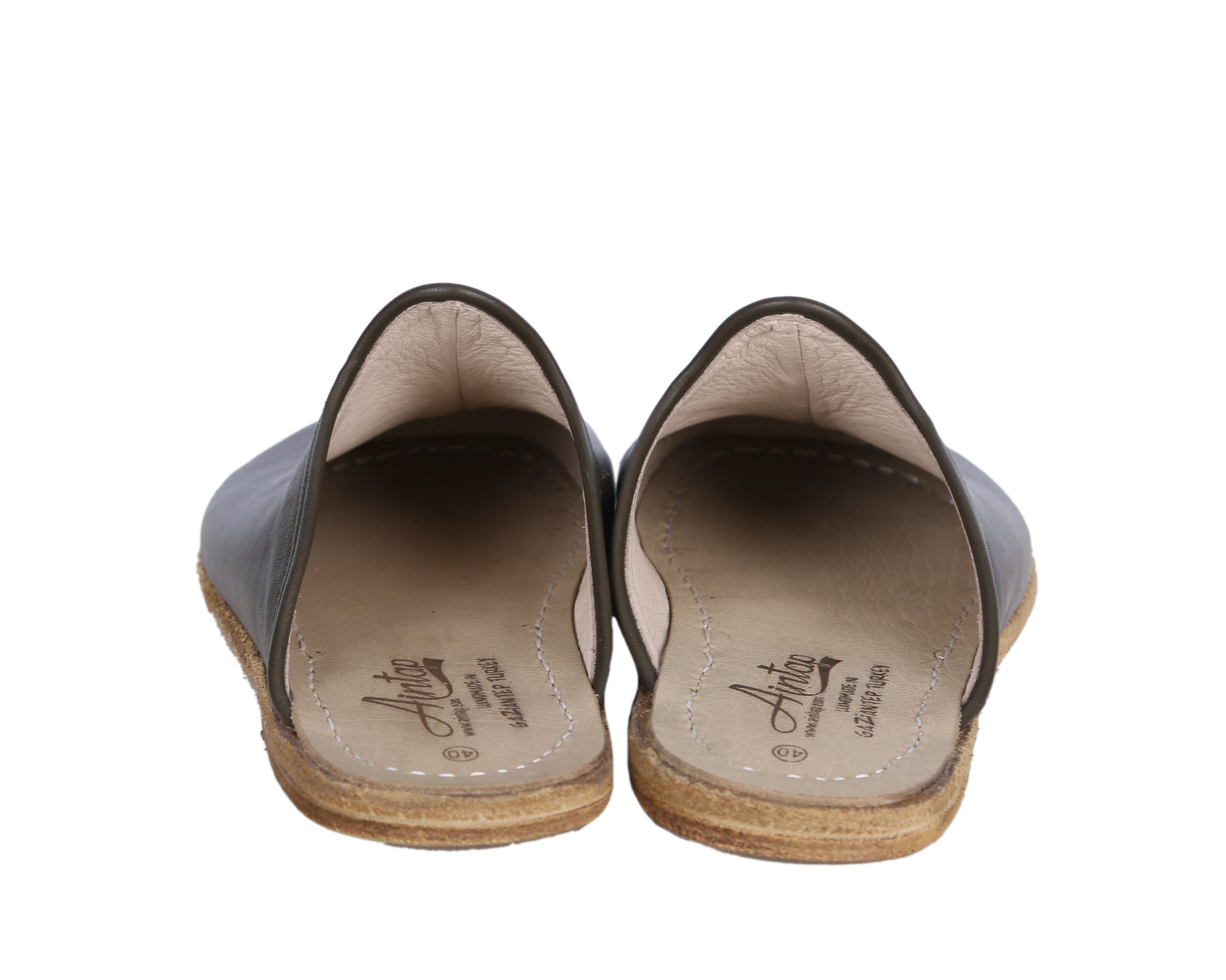 Green Sandal Wide Barefoot Smooth Leather Handmade 