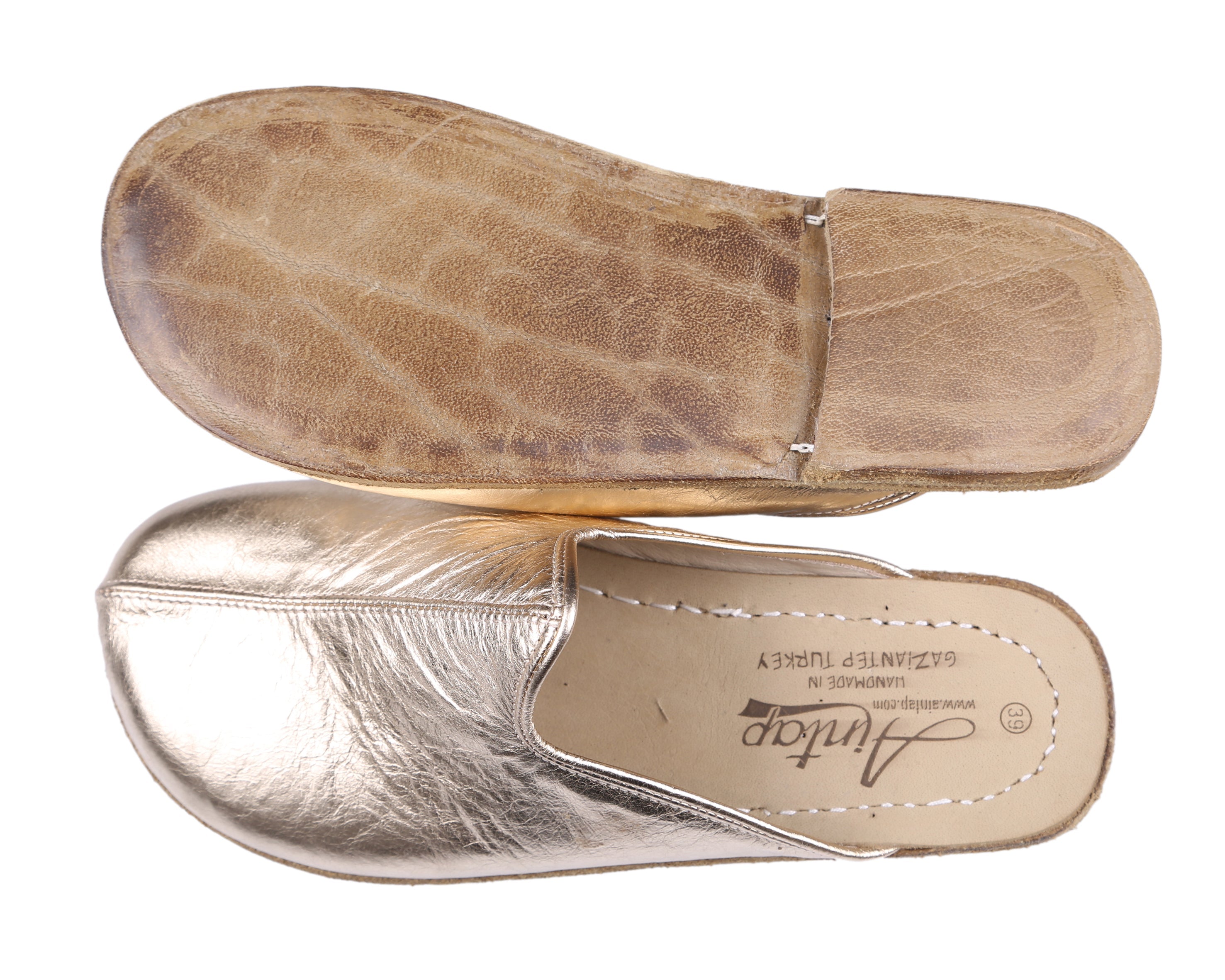 Gold Sandal Wide Barefoot Smooth Leather Handmade 