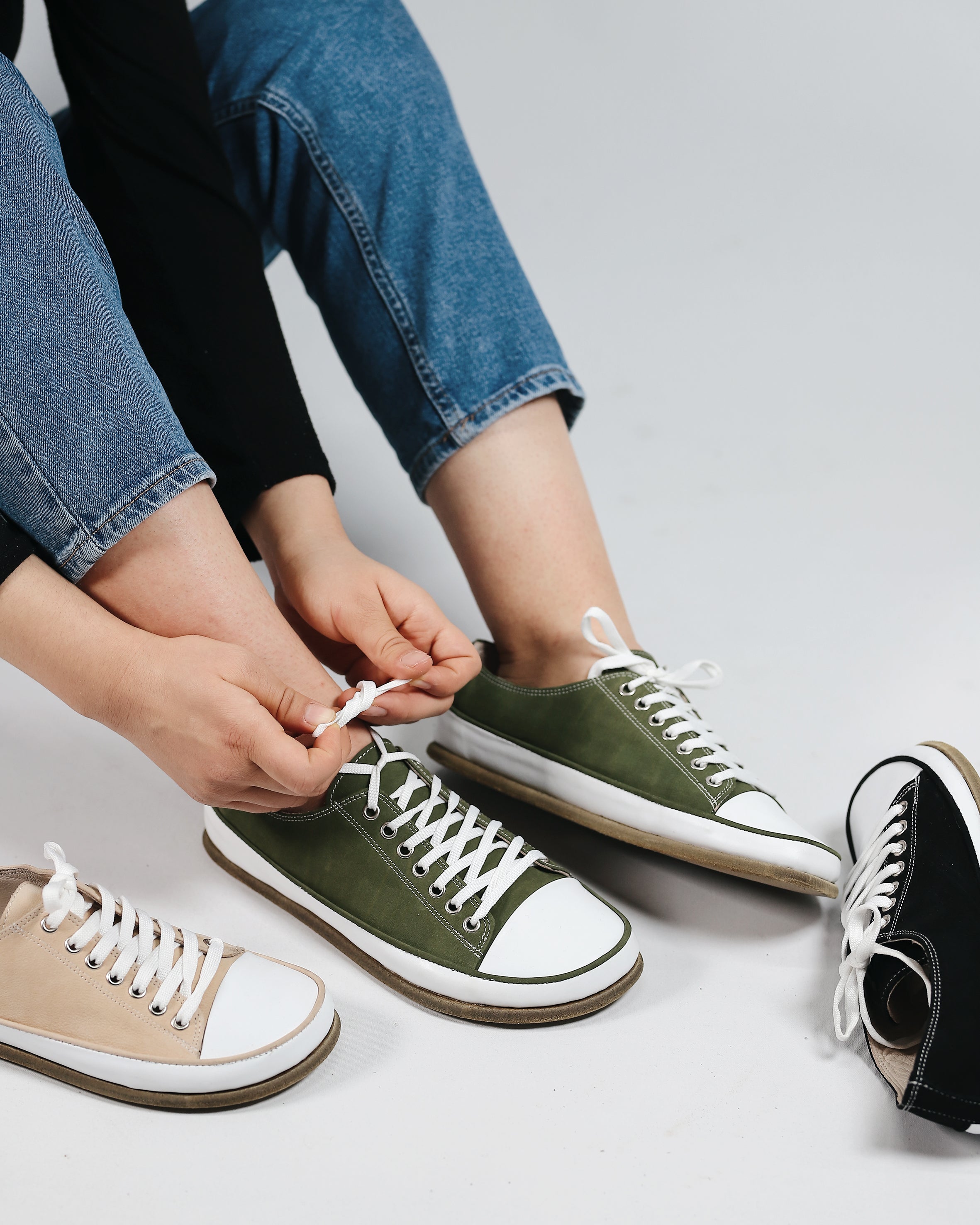 Green Converse Style Wide Barefoot Nubuck Leather Handmade Shoes 