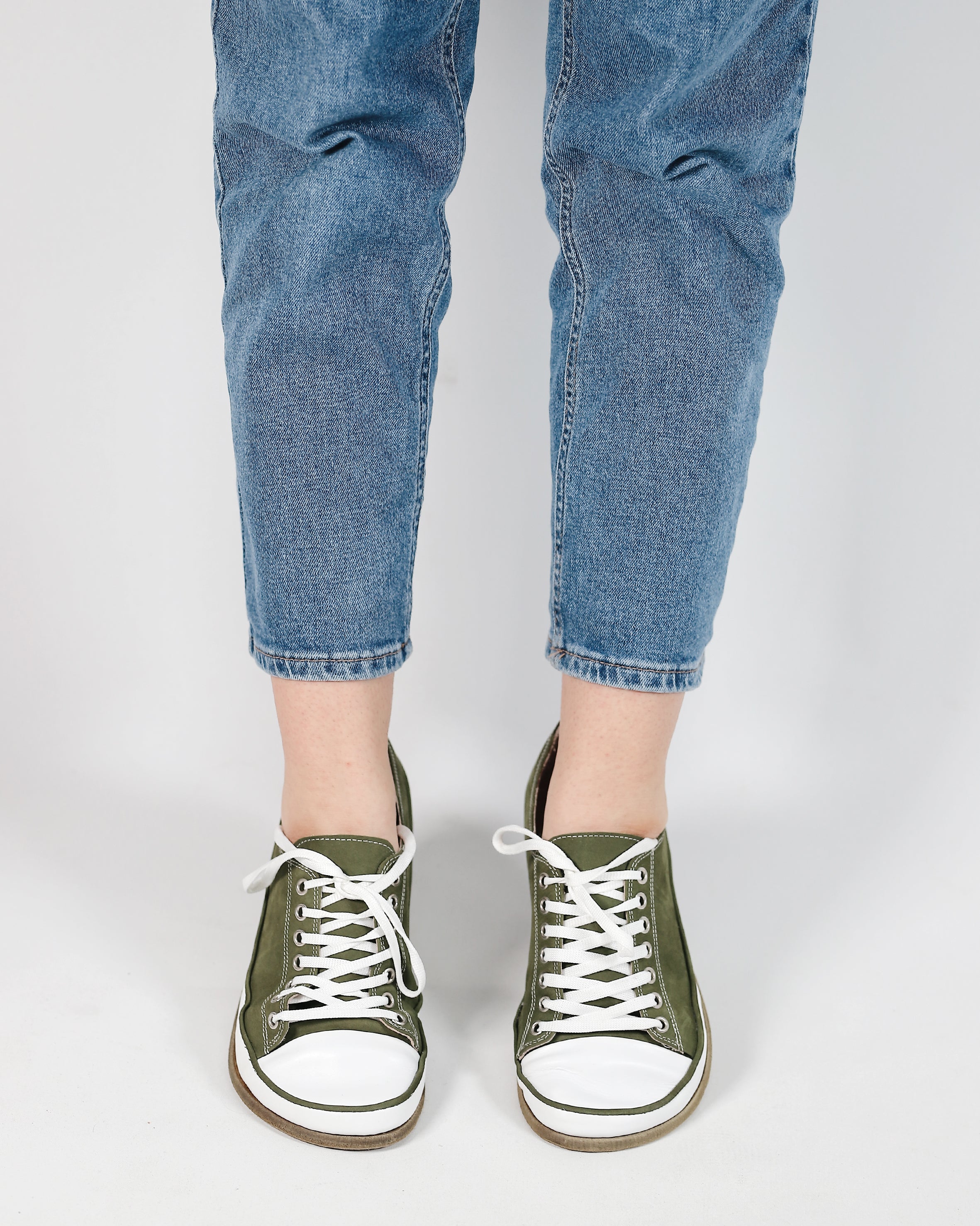Green Converse Style Wide Barefoot Nubuck Leather Handmade Shoes 