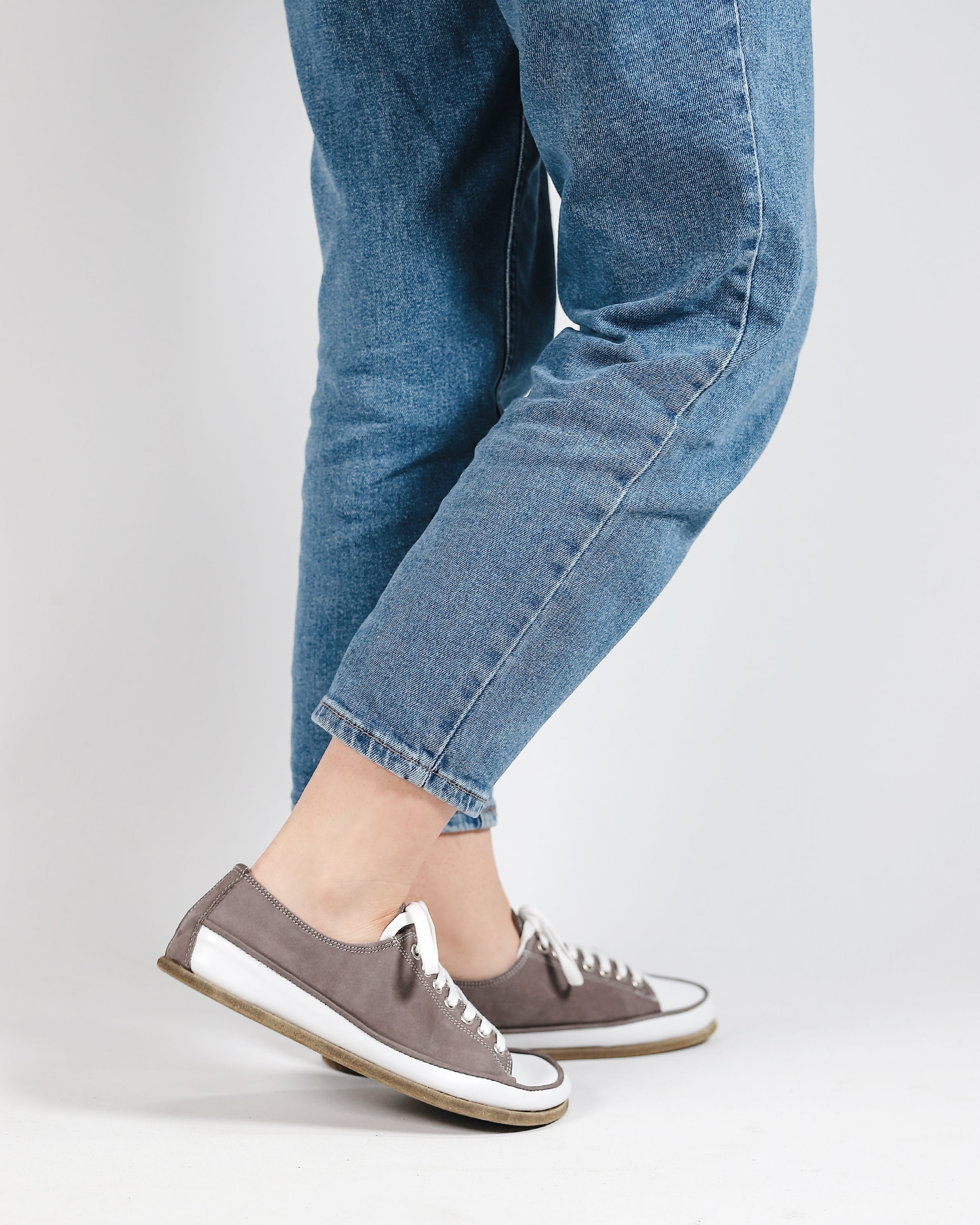 Gray Converse Style Wide Barefoot Nubuck Leather Handmade Shoes 