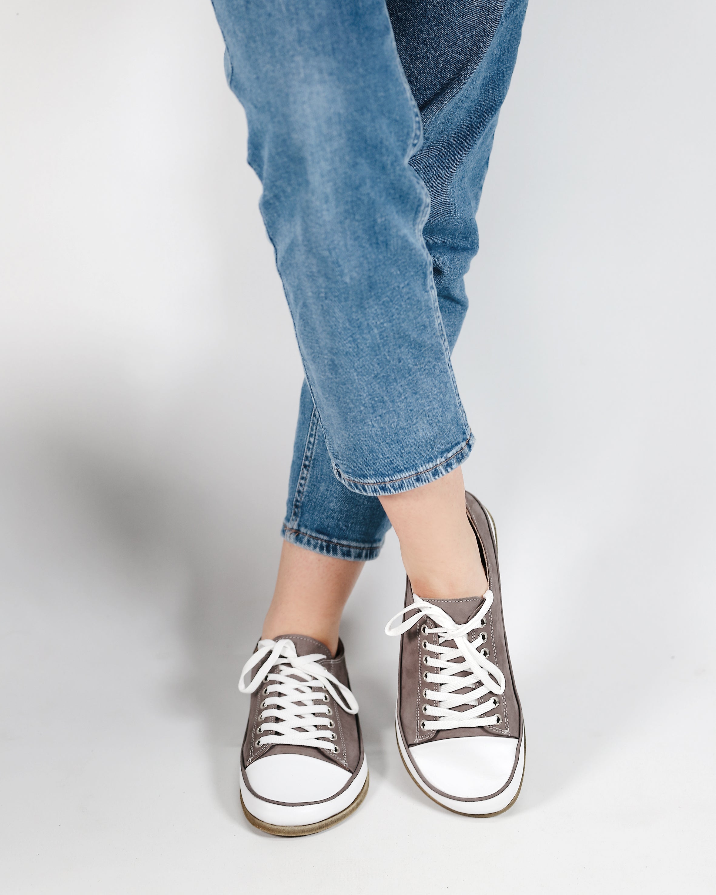 Gray Converse Style Wide Barefoot Nubuck Leather Handmade Shoes 