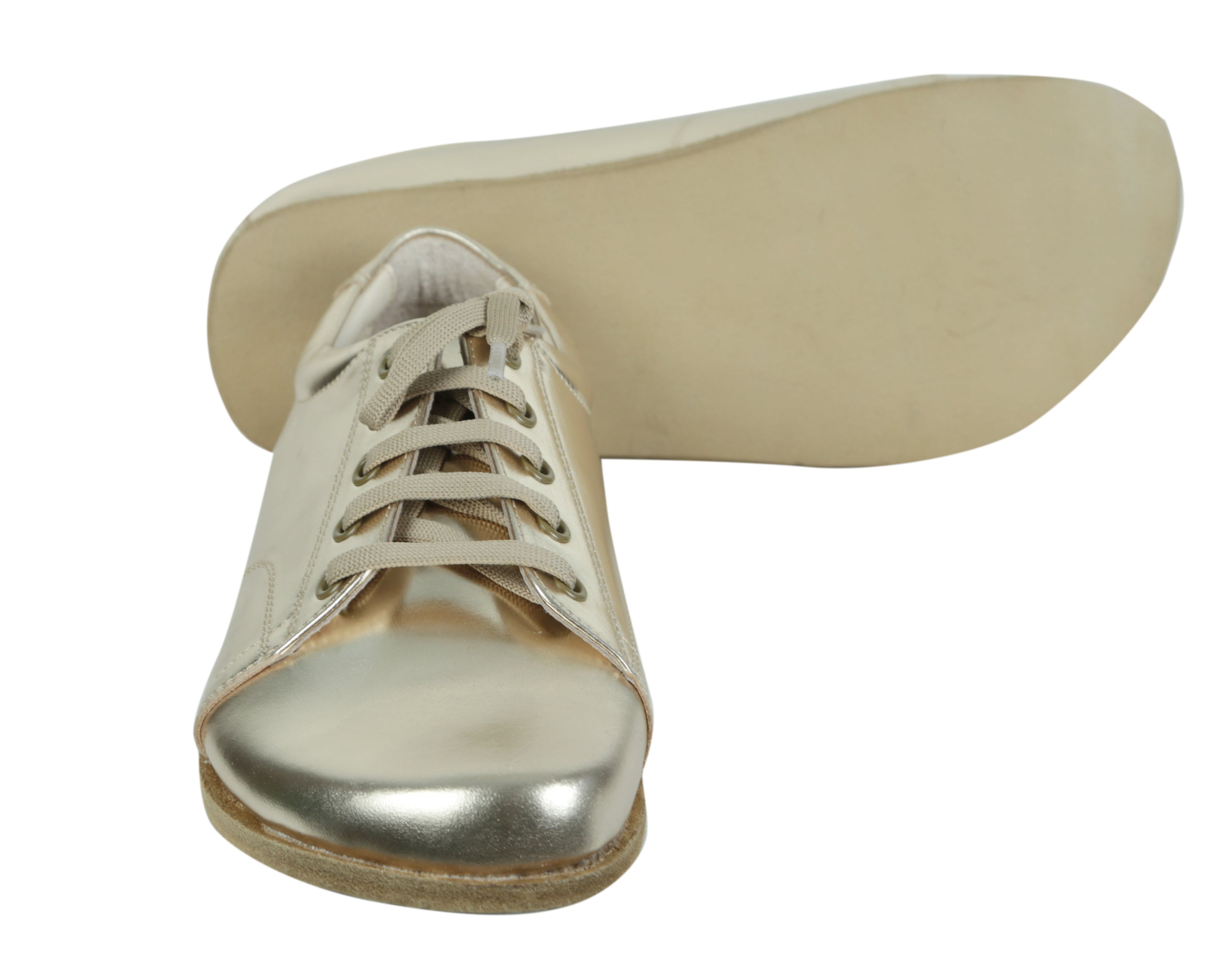 Gold Sneaker Wide Barefoot Smooth Leather Handmade Shoes 