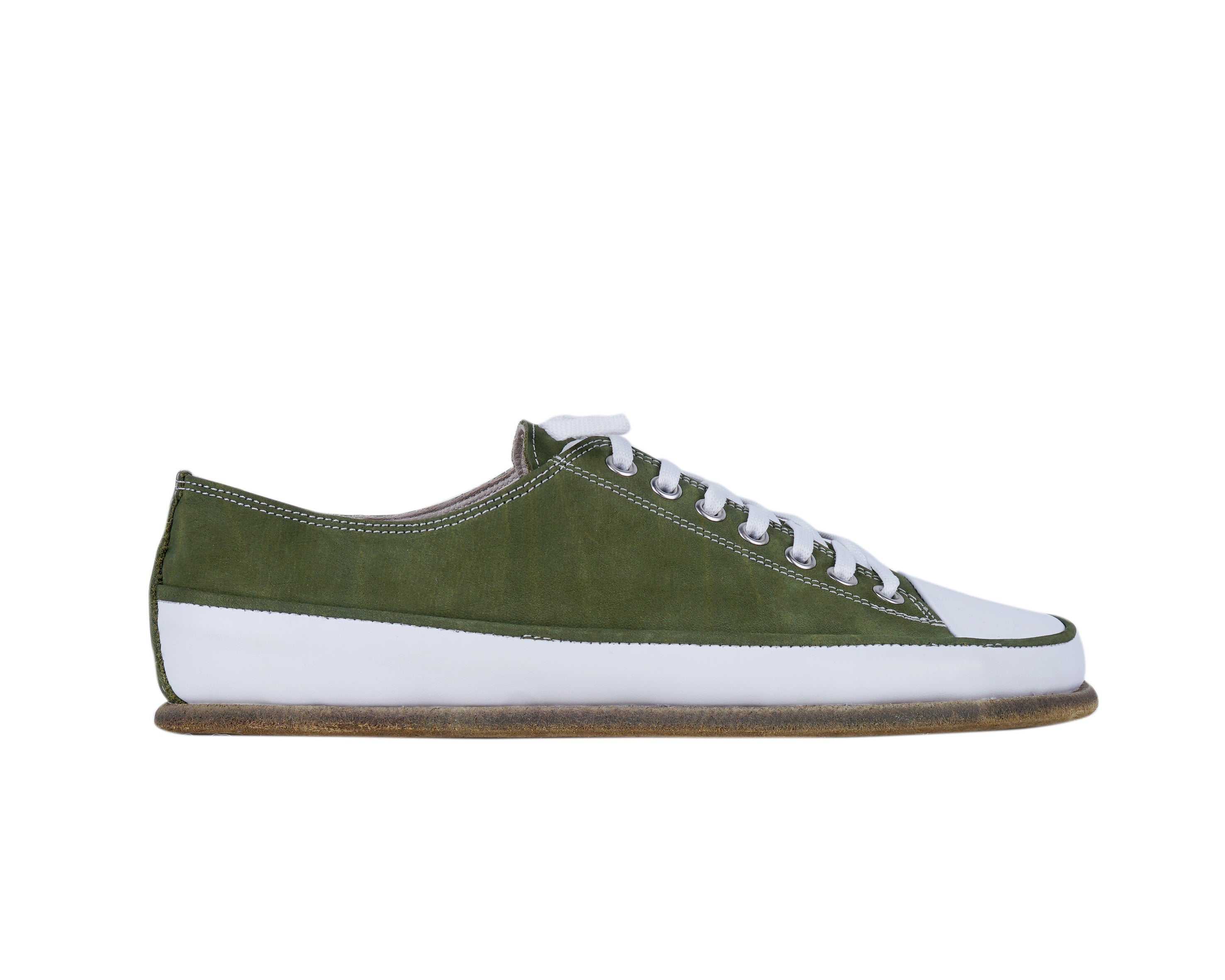 Green Converse Style Wide Barefoot Nubuck Leather Handmade Shoes 